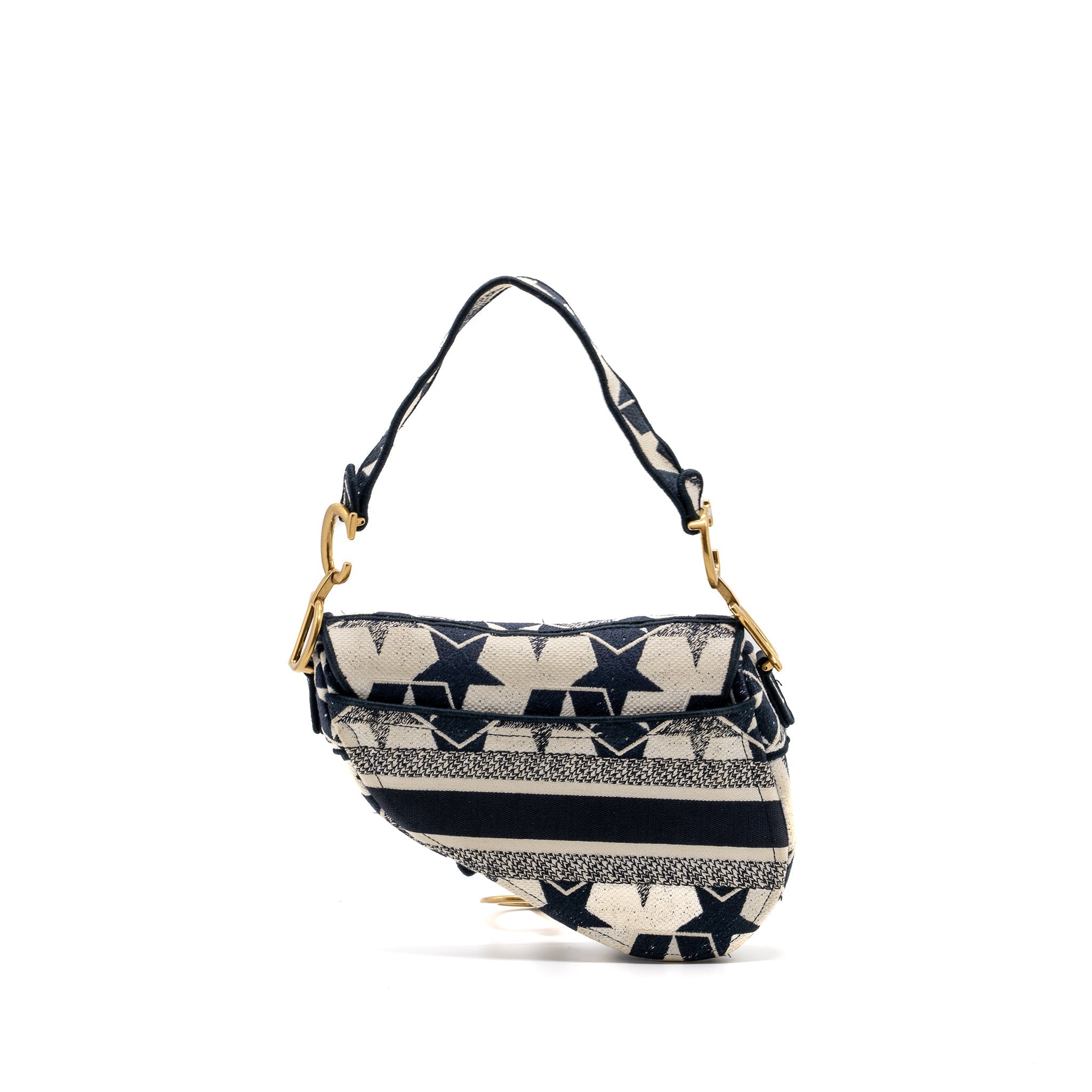 dior-saddle-bag-canvas-limited-print-dark-blue-white-ghw