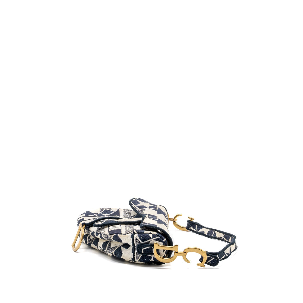 dior-saddle-bag-canvas-limited-print-dark-blue-white-ghw