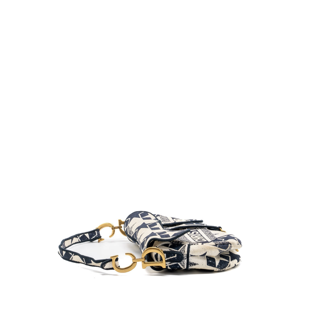dior-saddle-bag-canvas-limited-print-dark-blue-white-ghw