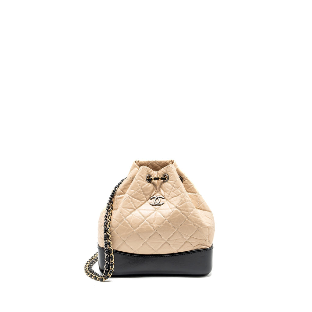 chanel-small-gabrielle-backpack-aged-calfskin-beige-black-multicolour-hardware