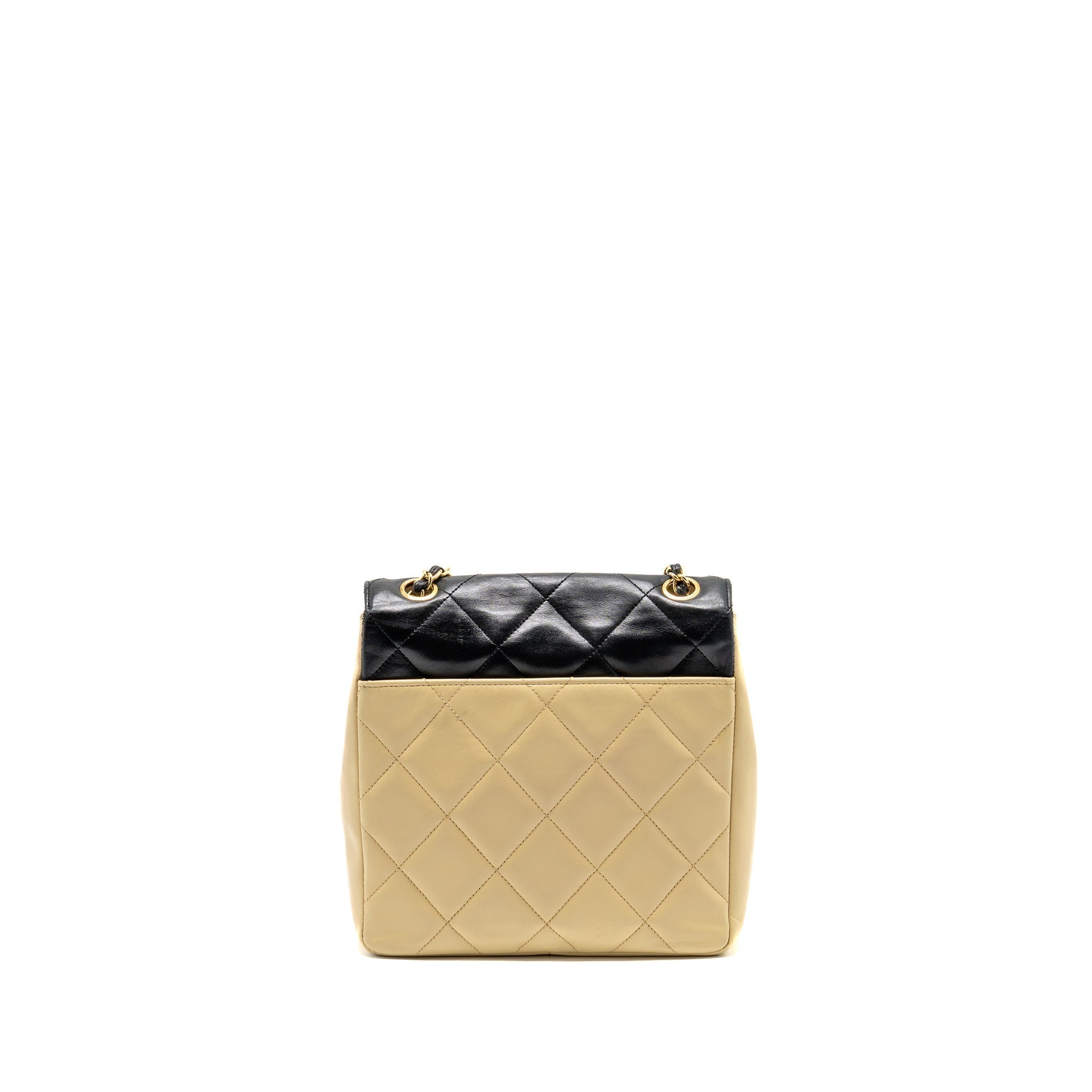 chanel-vintage-quilted-envelope-flap-bag-lambskin-beige-black-ghw