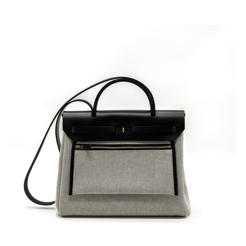 hermes-herbag-31-zip-bag-toile-h-plume-canvas-hunter-leather-black-ecru-ghw-stamp-u-1