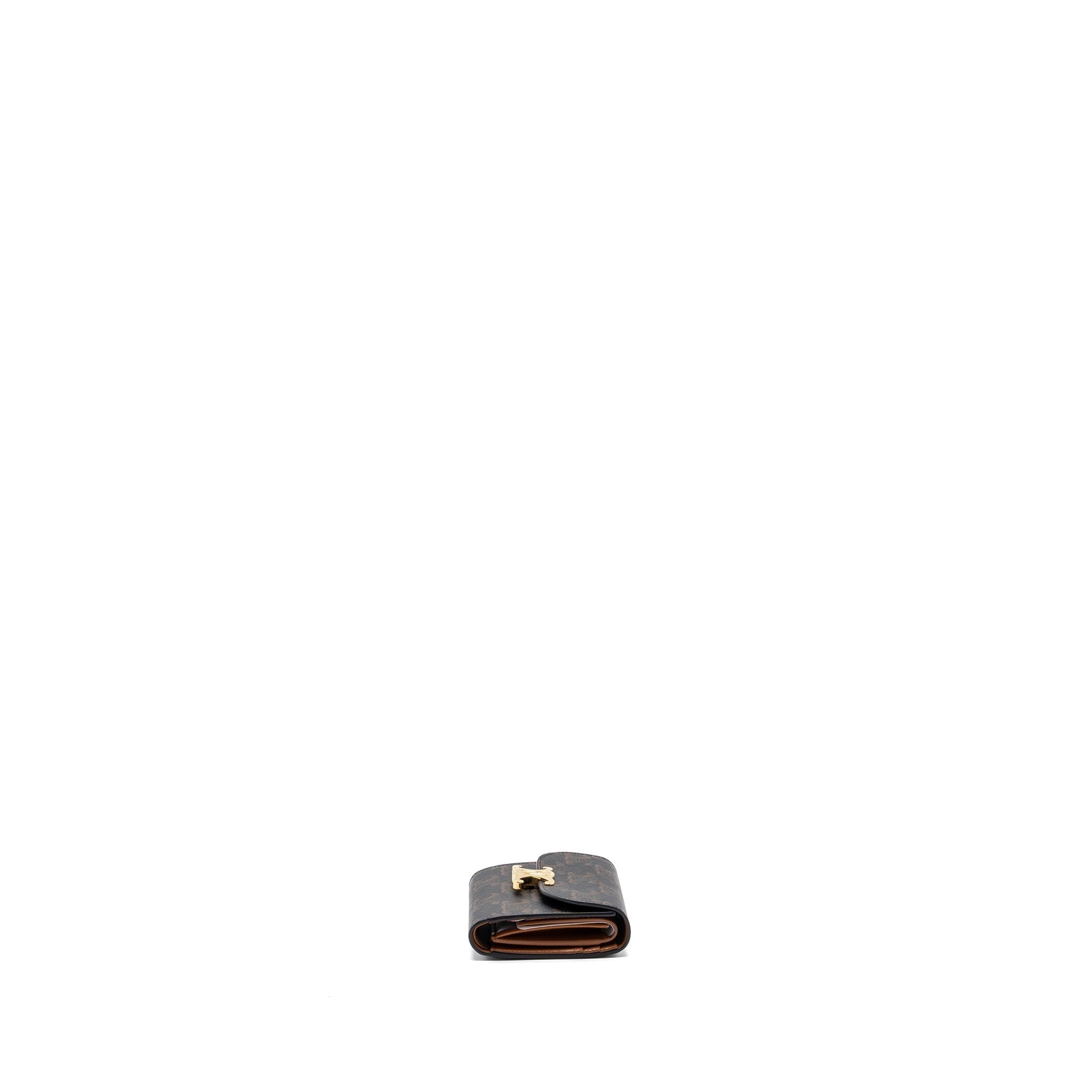 celine-small-triomphe-flap-wallet-canvas-tan-ghw