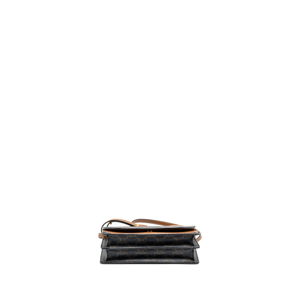 celine-wallet-on-strap-triomphe-canvas-smooth-lambskin-tan-ghw-4