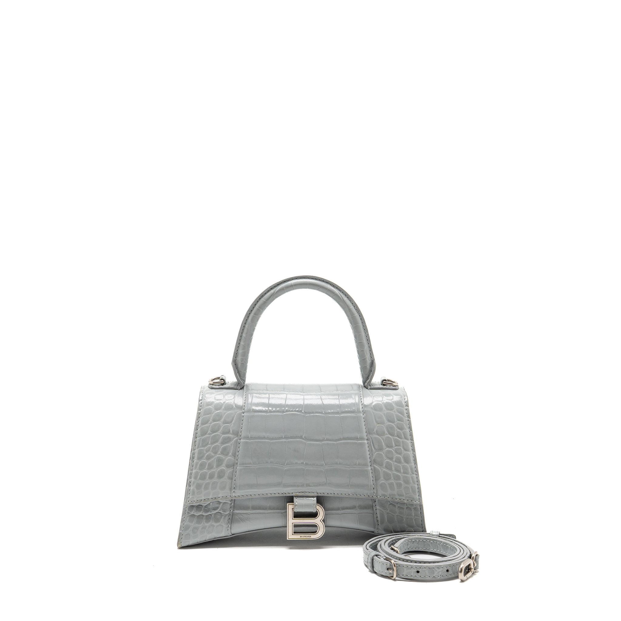 balenciaga-small-hourglass-bag-croc-embossed-calfskin-grey-shw-copy