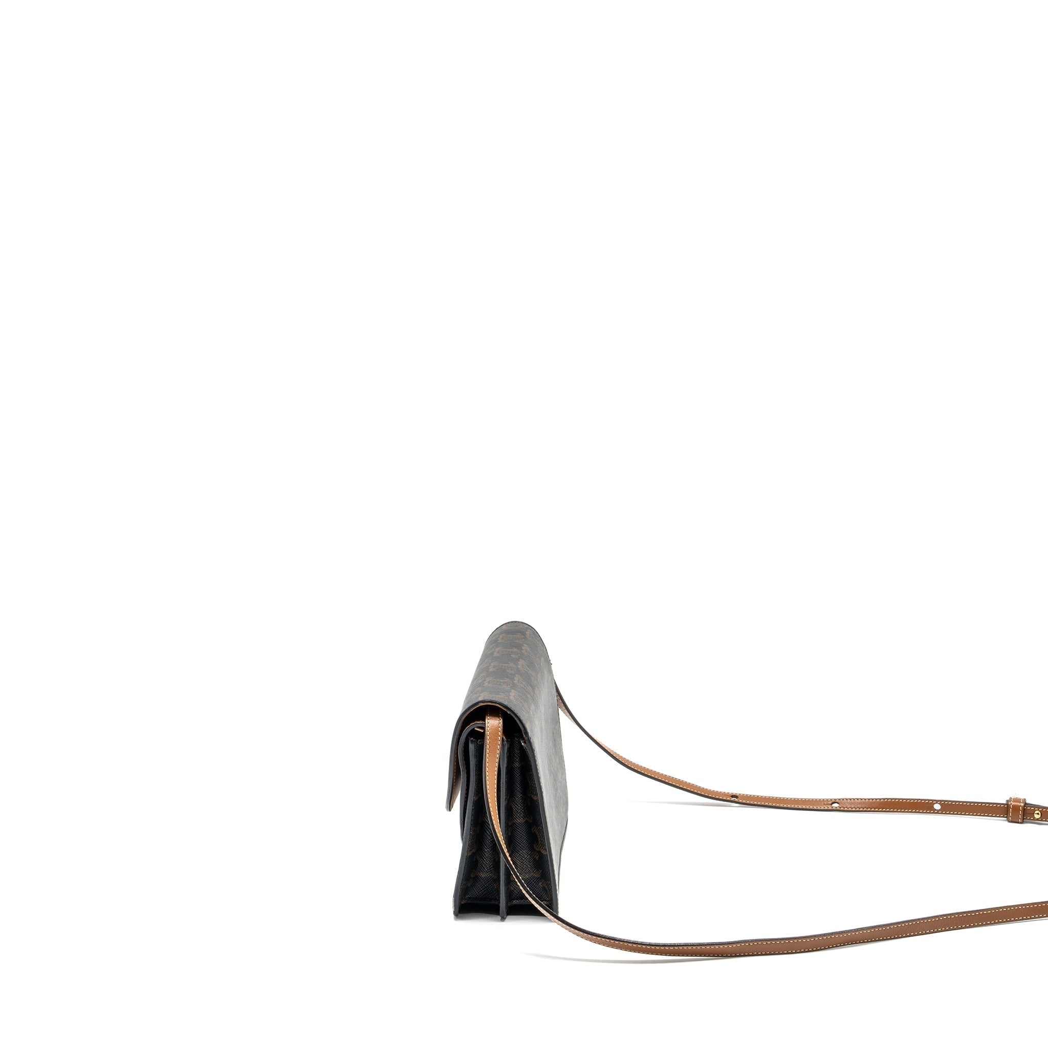 celine-wallet-on-strap-triomphe-canvas-smooth-lambskin-tan-ghw-4