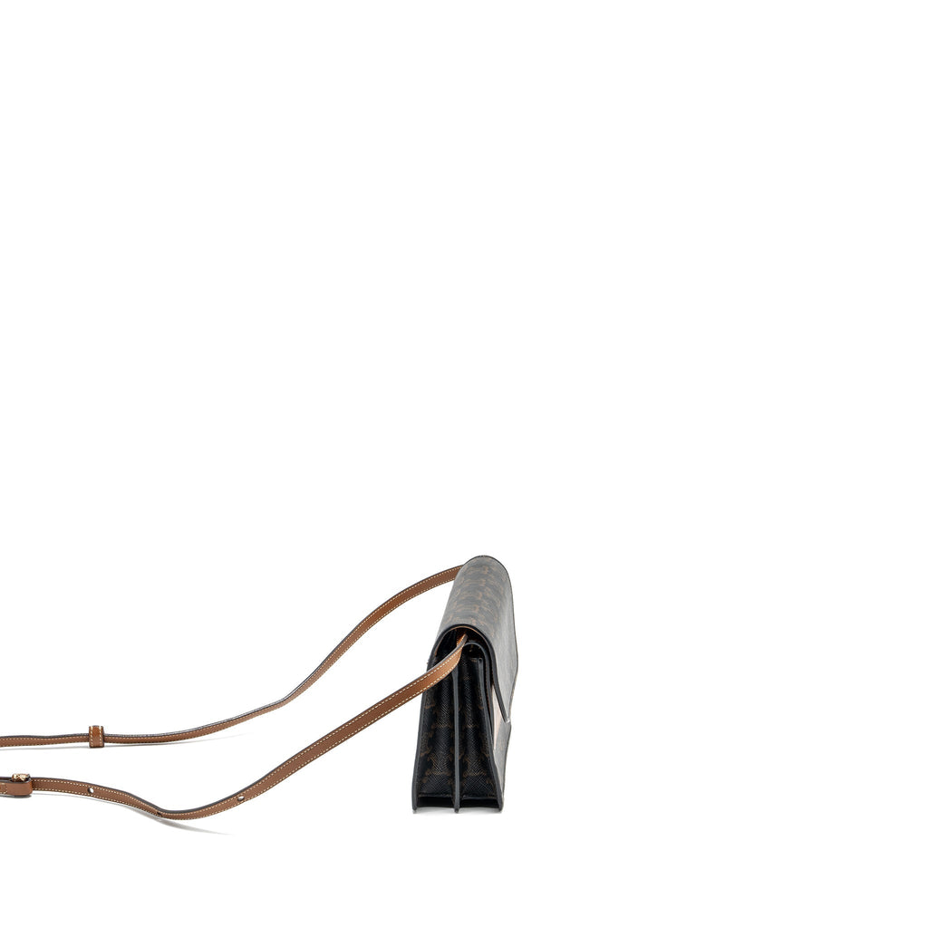celine-wallet-on-strap-triomphe-canvas-smooth-lambskin-tan-ghw-4