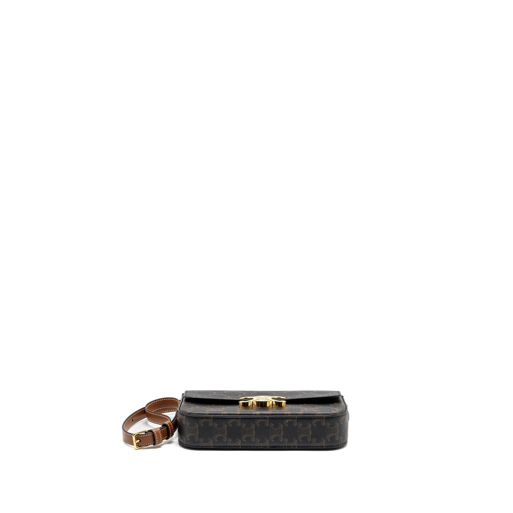 celine-triomphe-shouder-bag-triomphe-canvas-calfskin-tan-ghw