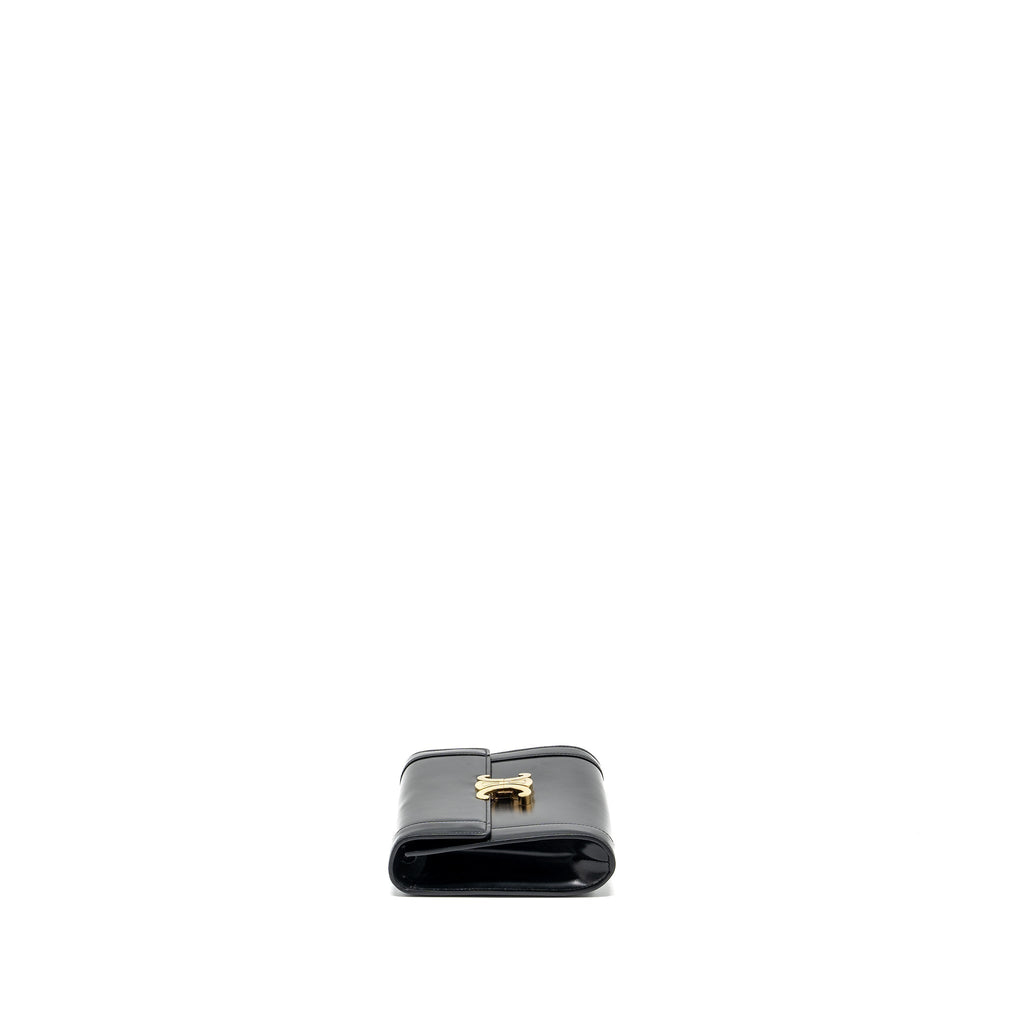 celine-triomphe-flap-wallet-with-strap-calfskin-black-ghw