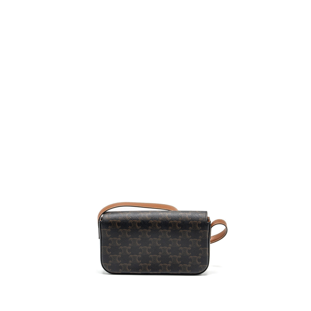 celine-triomphe-shouder-bag-triomphe-canvas-calfskin-tan-ghw