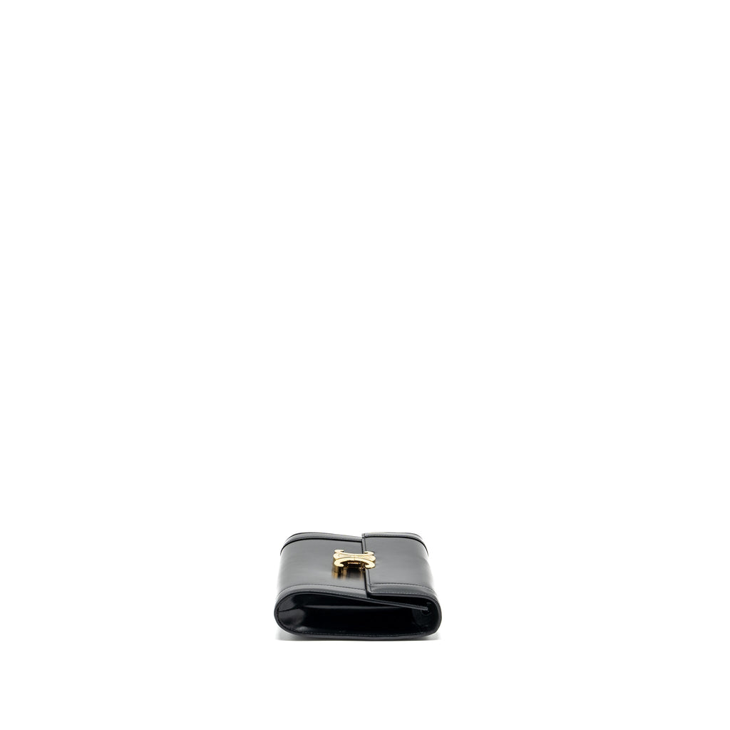 celine-triomphe-flap-wallet-with-strap-calfskin-black-ghw