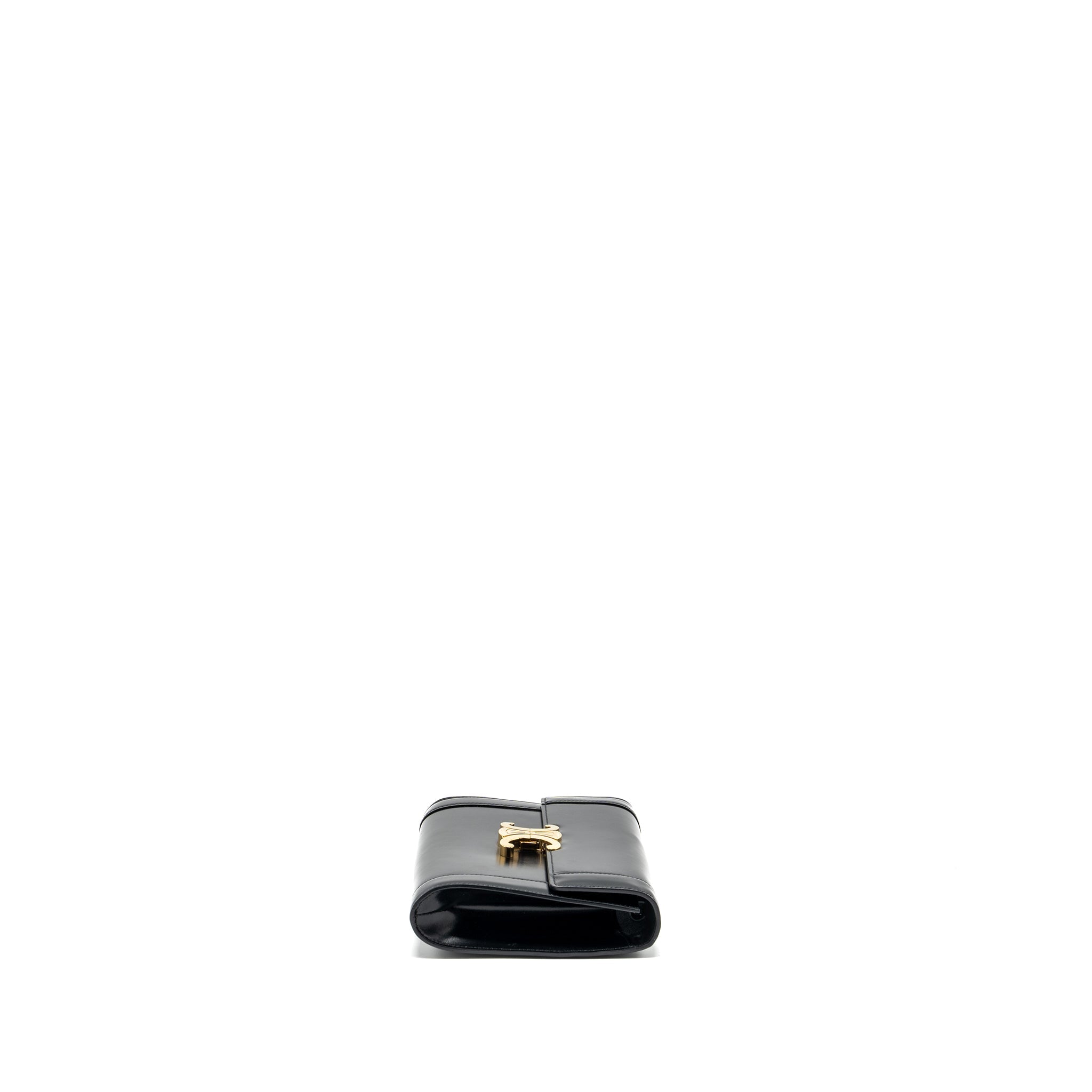 celine-triomphe-flap-wallet-with-strap-calfskin-black-ghw