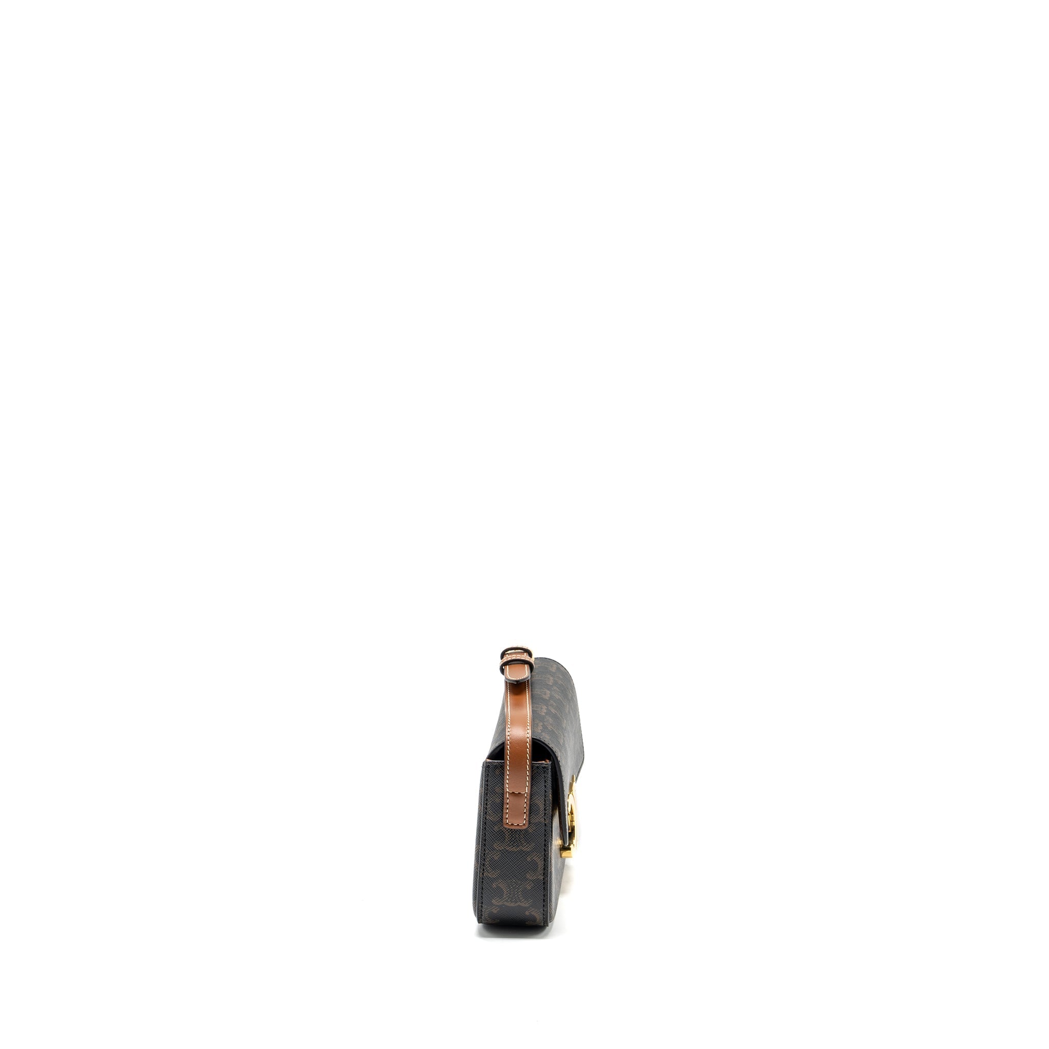 celine-triomphe-shouder-bag-triomphe-canvas-calfskin-tan-ghw