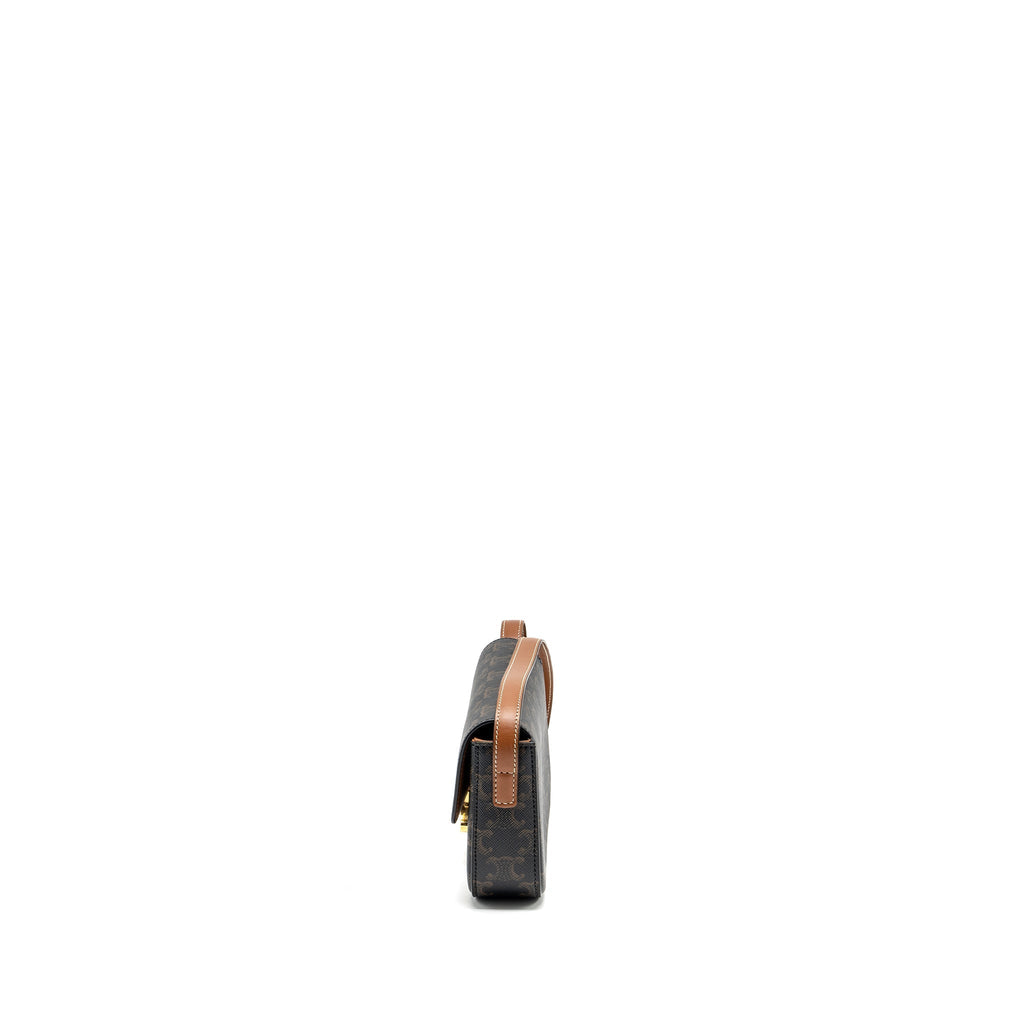 celine-triomphe-shouder-bag-triomphe-canvas-calfskin-tan-ghw