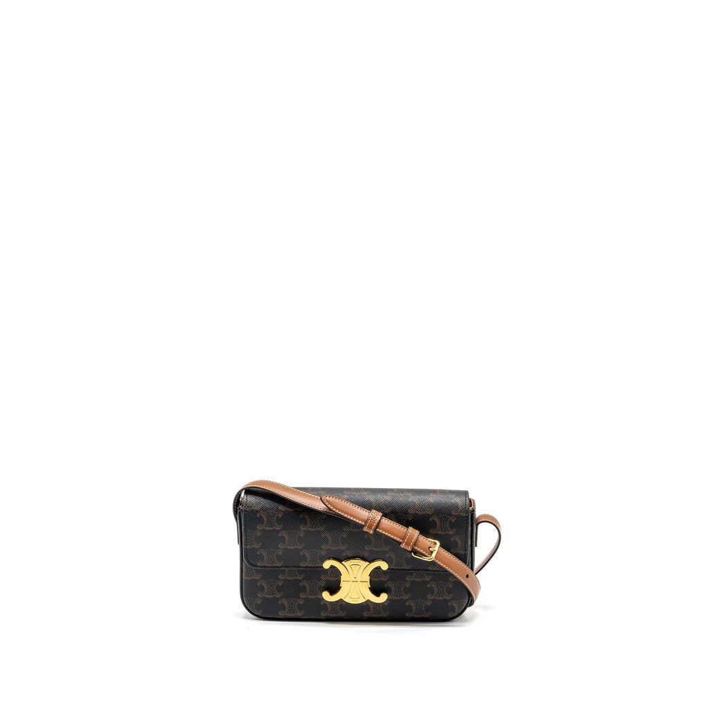 celine-triomphe-shouder-bag-triomphe-canvas-calfskin-tan-ghw