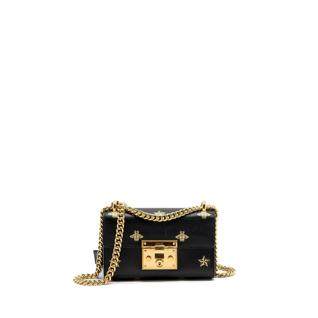 gucci-padlock-chain-bag-bee-print-calfskin-black-ghw