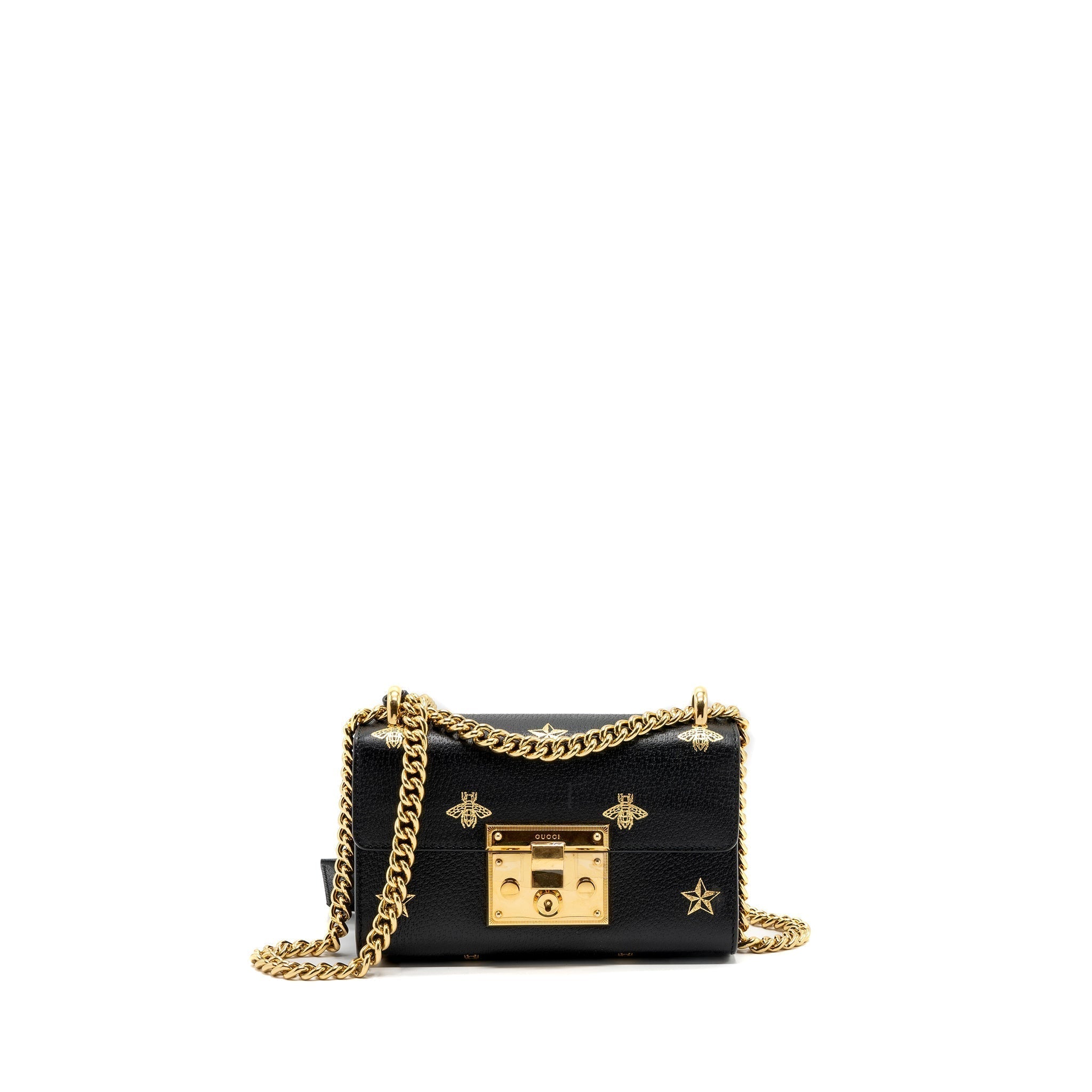 gucci-padlock-chain-bag-bee-print-calfskin-black-ghw