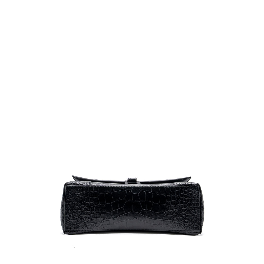 balenciaga-downtown-small-shoudler-bag-crocodile-embossed-black-with-black-hardware