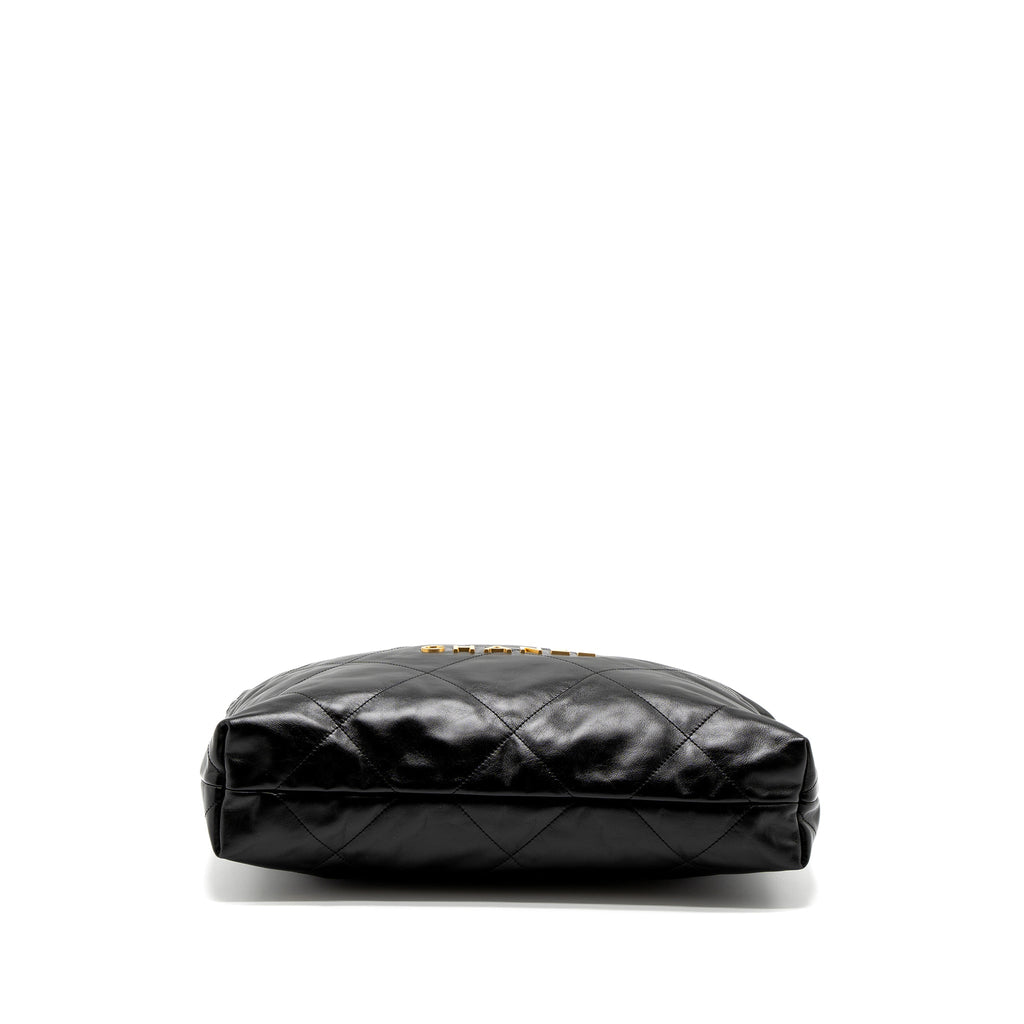 chanel-medium-22-bag-gold-letter-shiny-calfskin-black-brushed-ghw-microchip