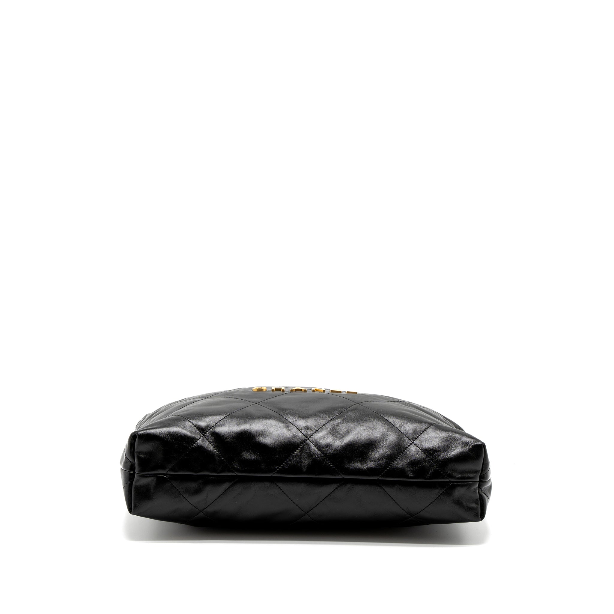 chanel-medium-22-bag-gold-letter-shiny-calfskin-black-brushed-ghw-microchip