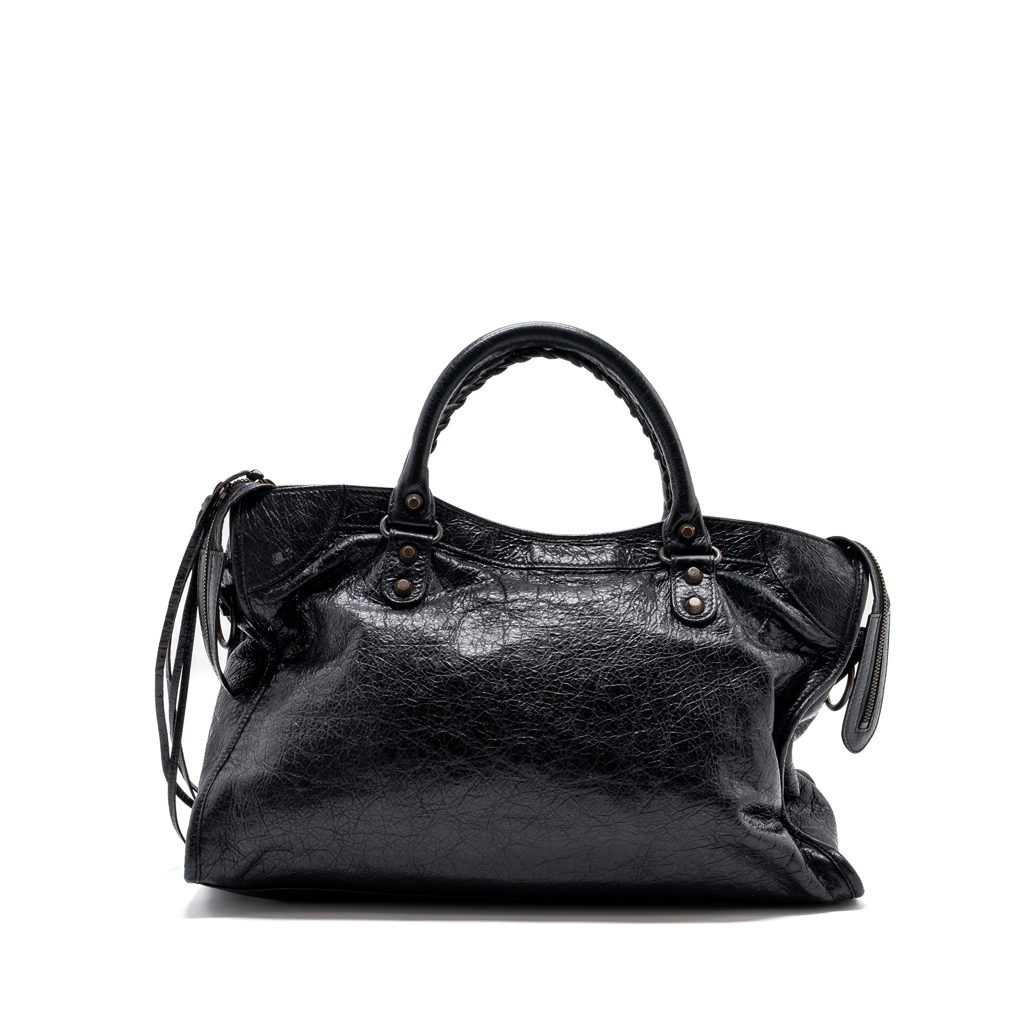 balenciaga-classic-city-bag-leather-black-ruthenium-gold-hardware