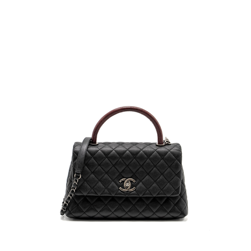 chanel-medium-coco-handle-caviar-lizard-handle-black-burgundy-ruthenium-hardware