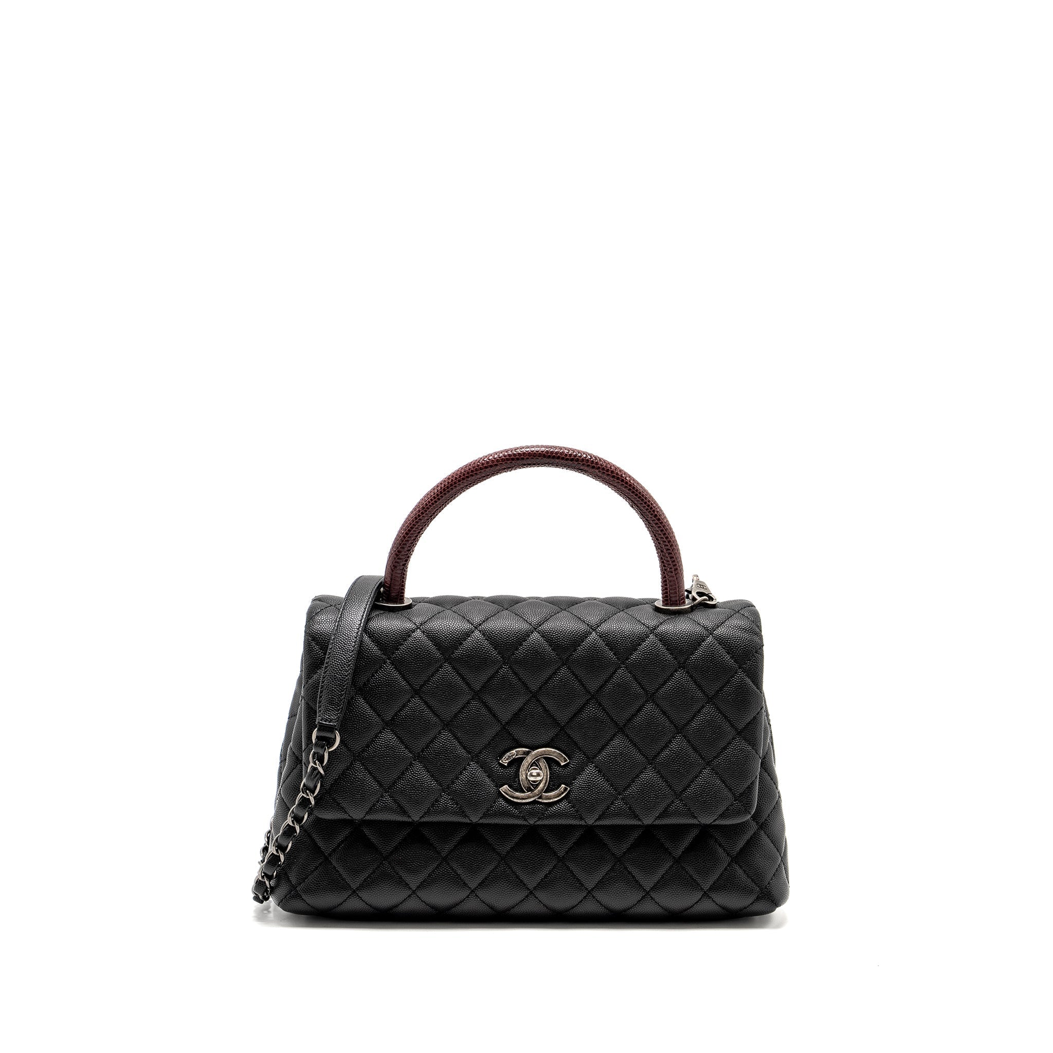 chanel-medium-coco-handle-caviar-lizard-handle-black-burgundy-ruthenium-hardware