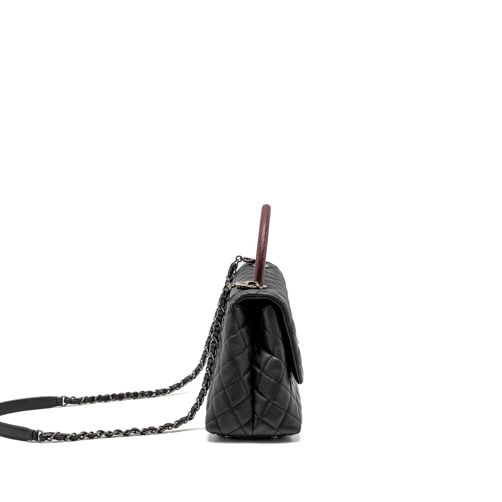 chanel-medium-coco-handle-caviar-lizard-handle-black-burgundy-ruthenium-hardware