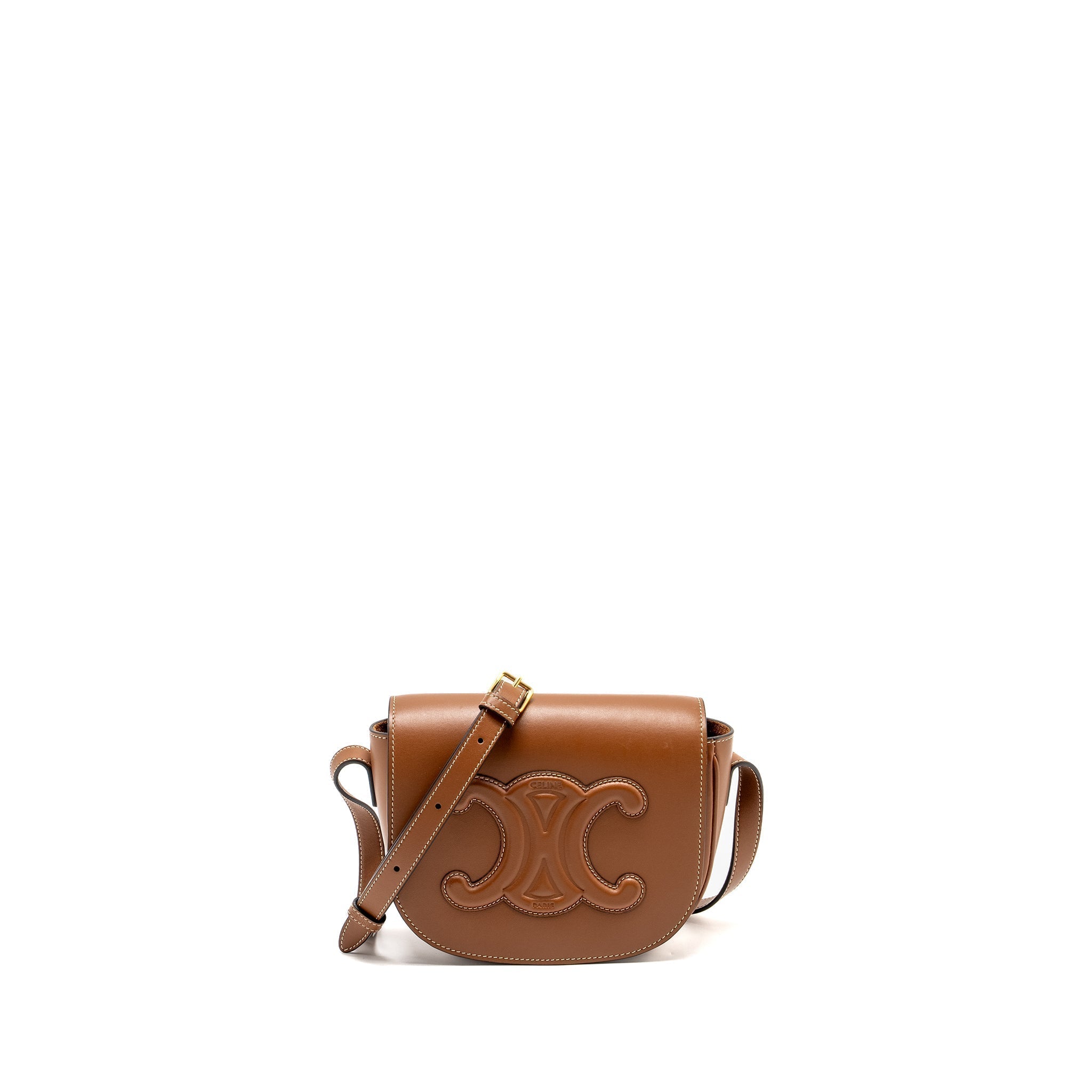 celine-folco-cuir-triomphe-smooth-calfskin-tan-ghw