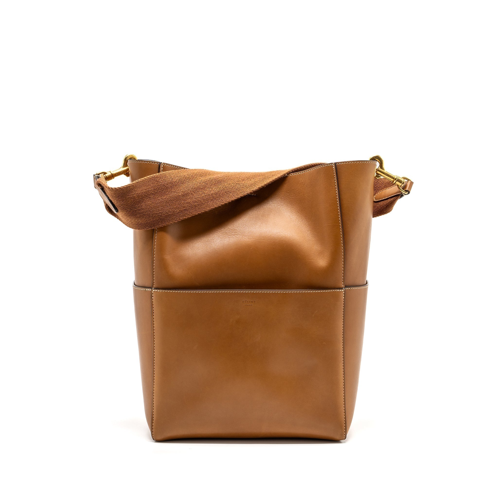celine-sangle-bucket-bag-leather-brown-ghw