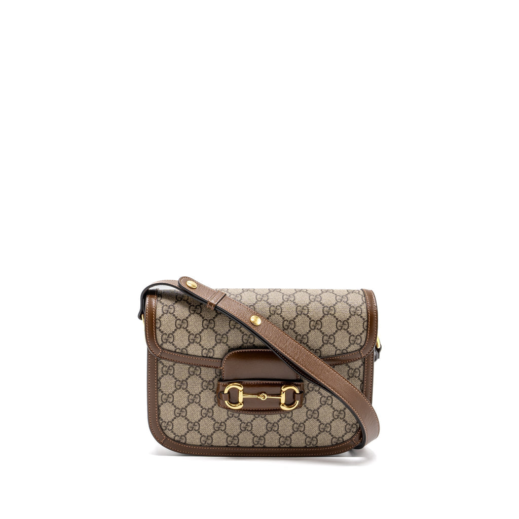 gucci-horsebit-1955-shoulder-bag-gg-supreme-canvas-leather-brown-ghw