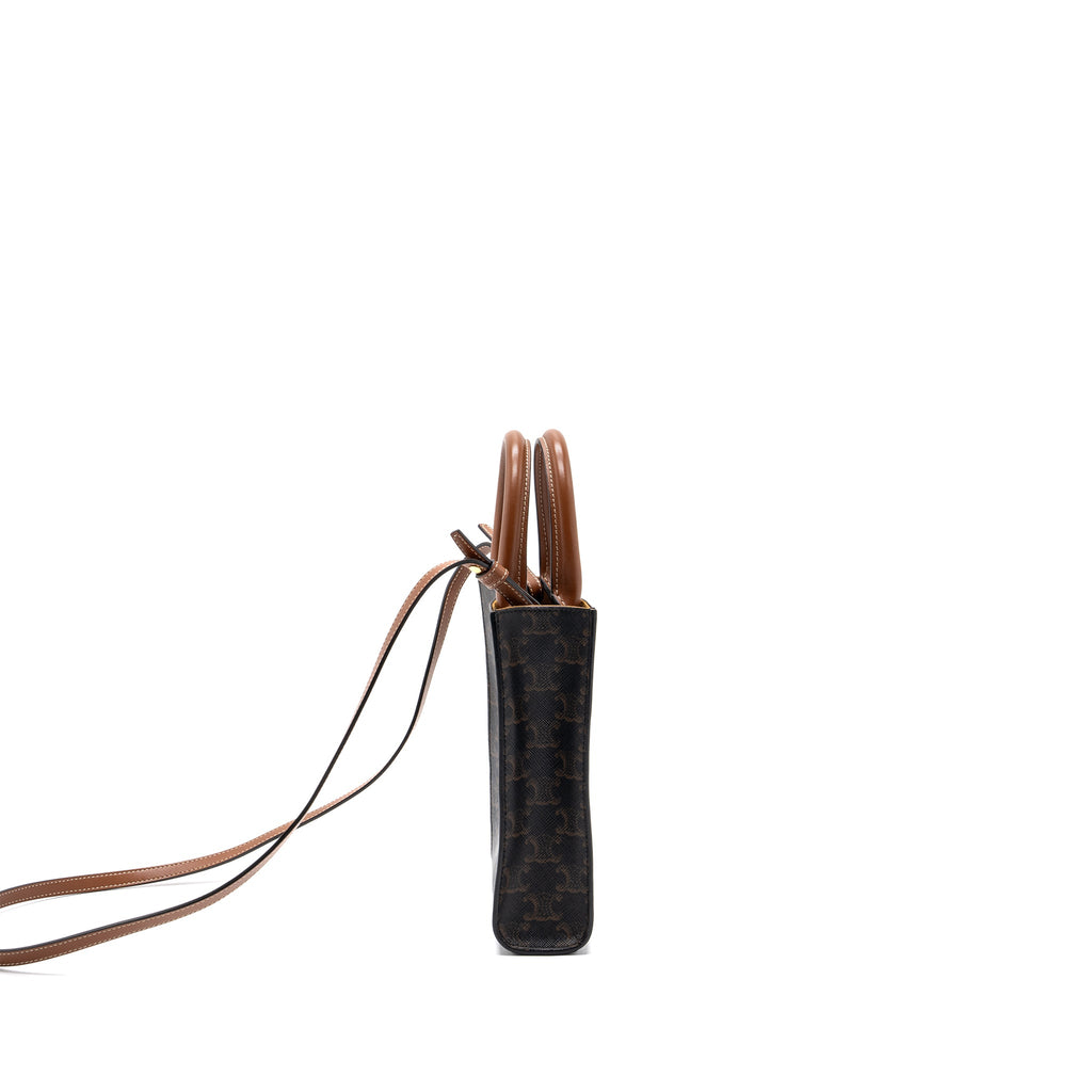 celine-mini-vertical-cabas-triomphe-canvas-brown-ghw-2