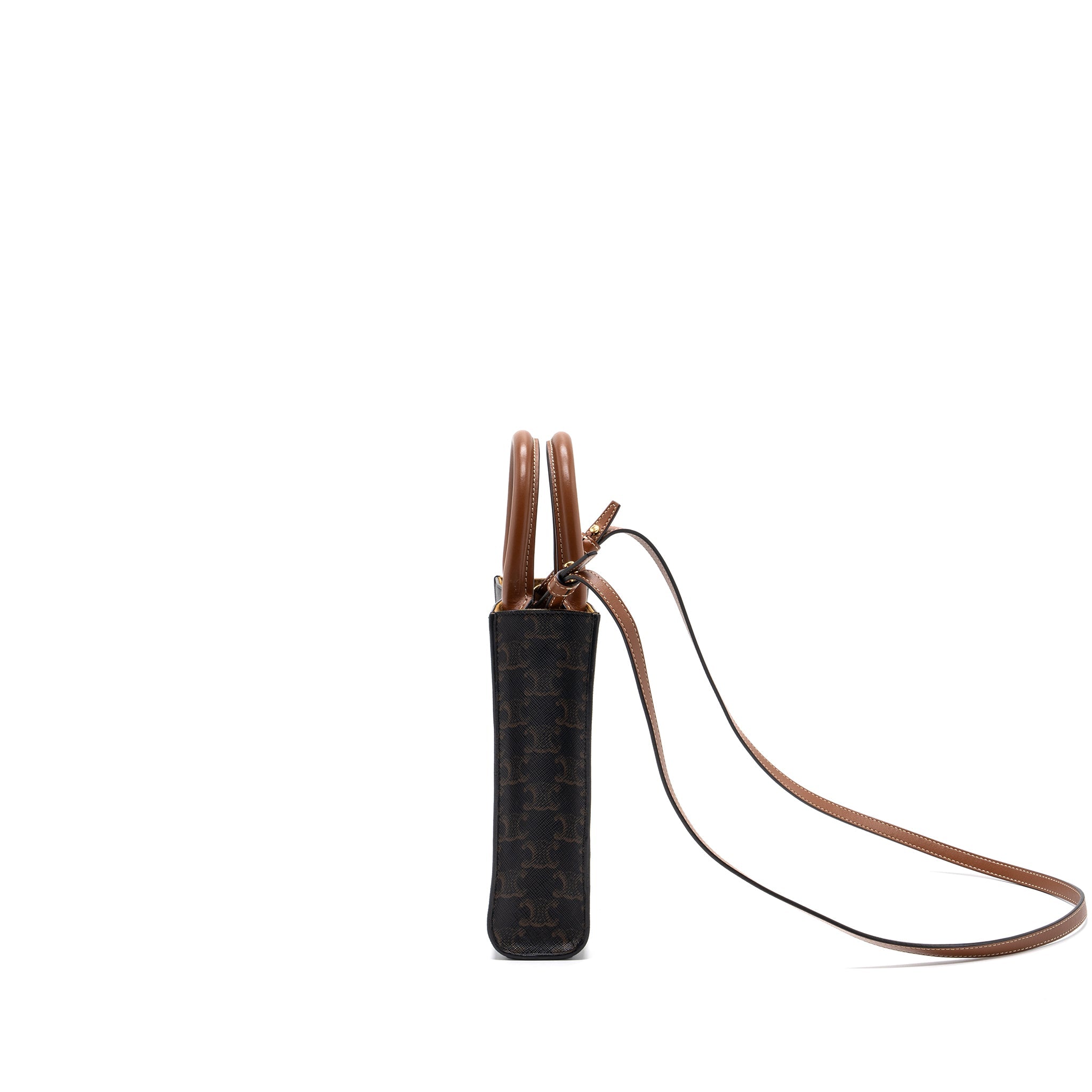 celine-mini-vertical-cabas-triomphe-canvas-brown-ghw-2