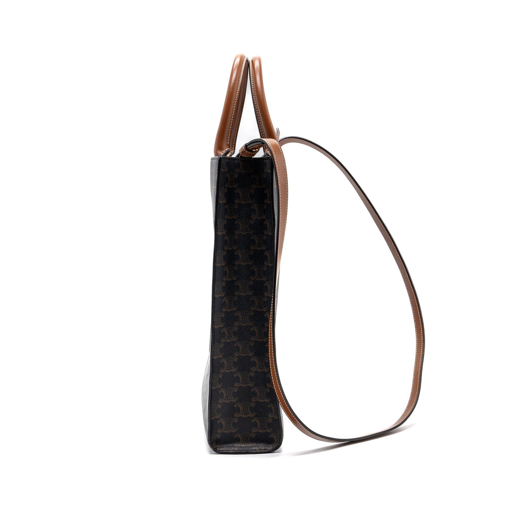 celine-vertical-cabas-triomphe-canvas-leather-ghw