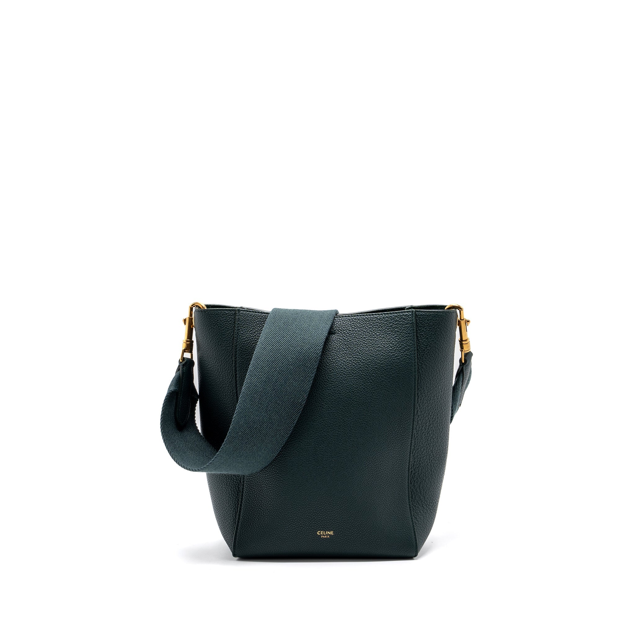 celine-small-sangle-bucket-bag-calfskin-dark-green-ghw