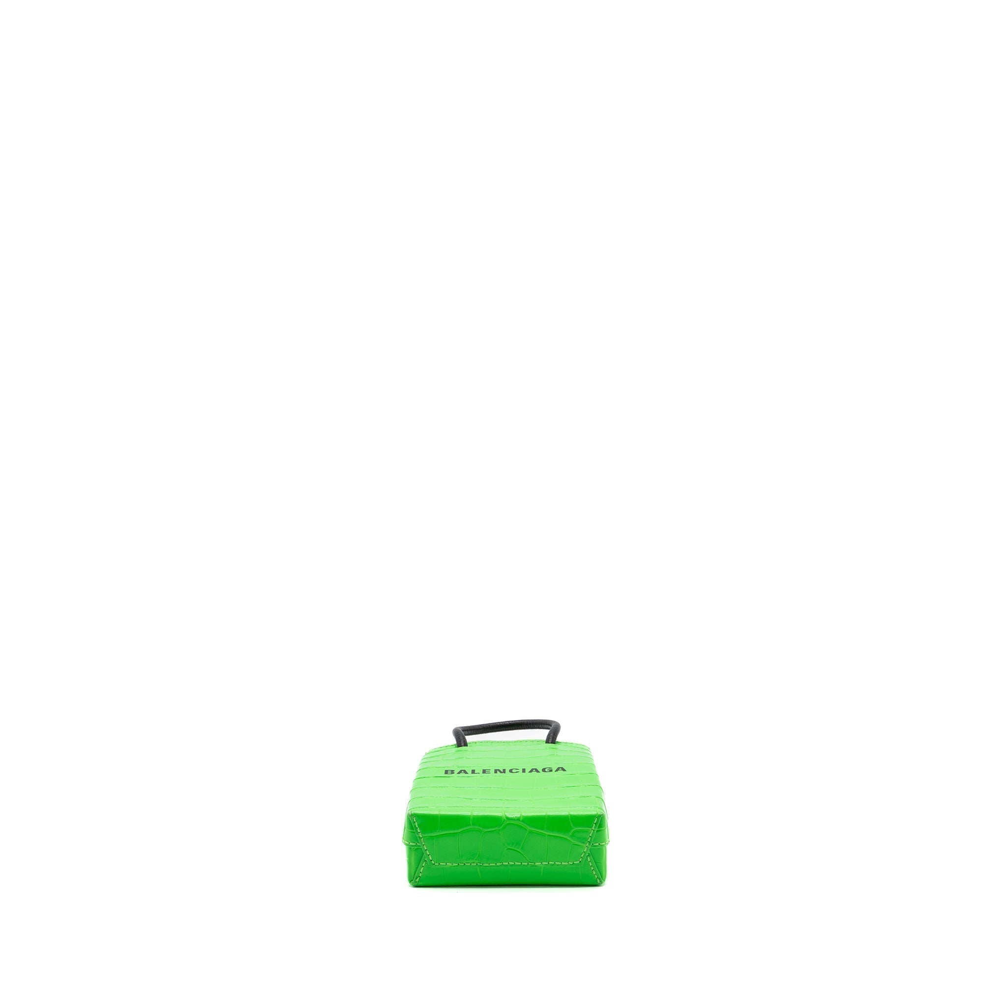 balenciaga-shopping-iphone-holder-crocodile-embossed-leather-green-black-shw