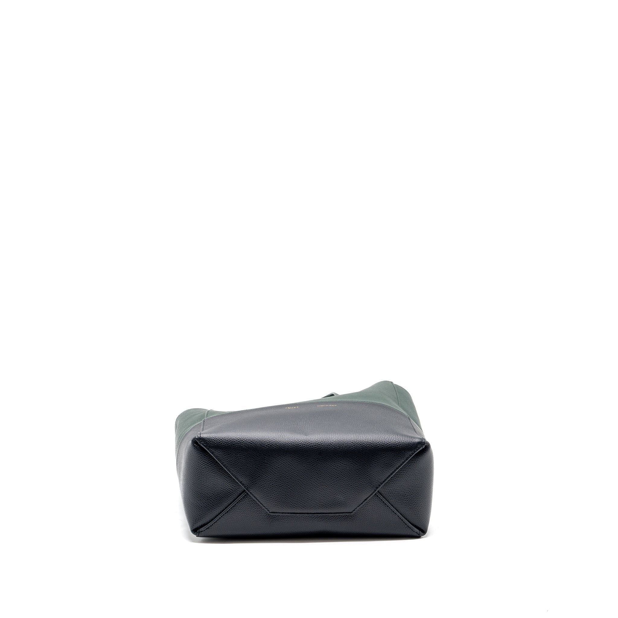celine-vertical-cabas-calfskin-green-navy-ghw