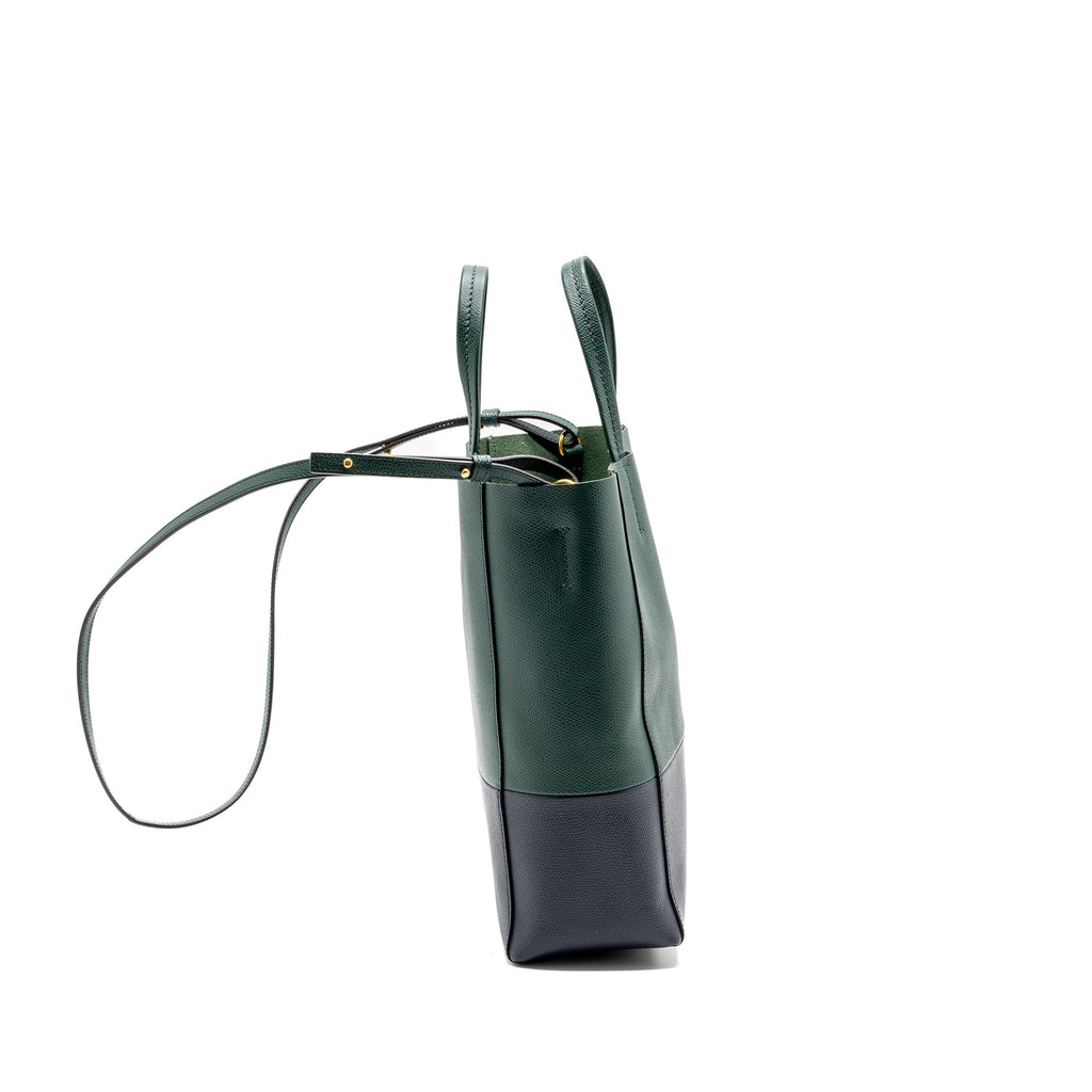 celine-vertical-cabas-calfskin-green-navy-ghw