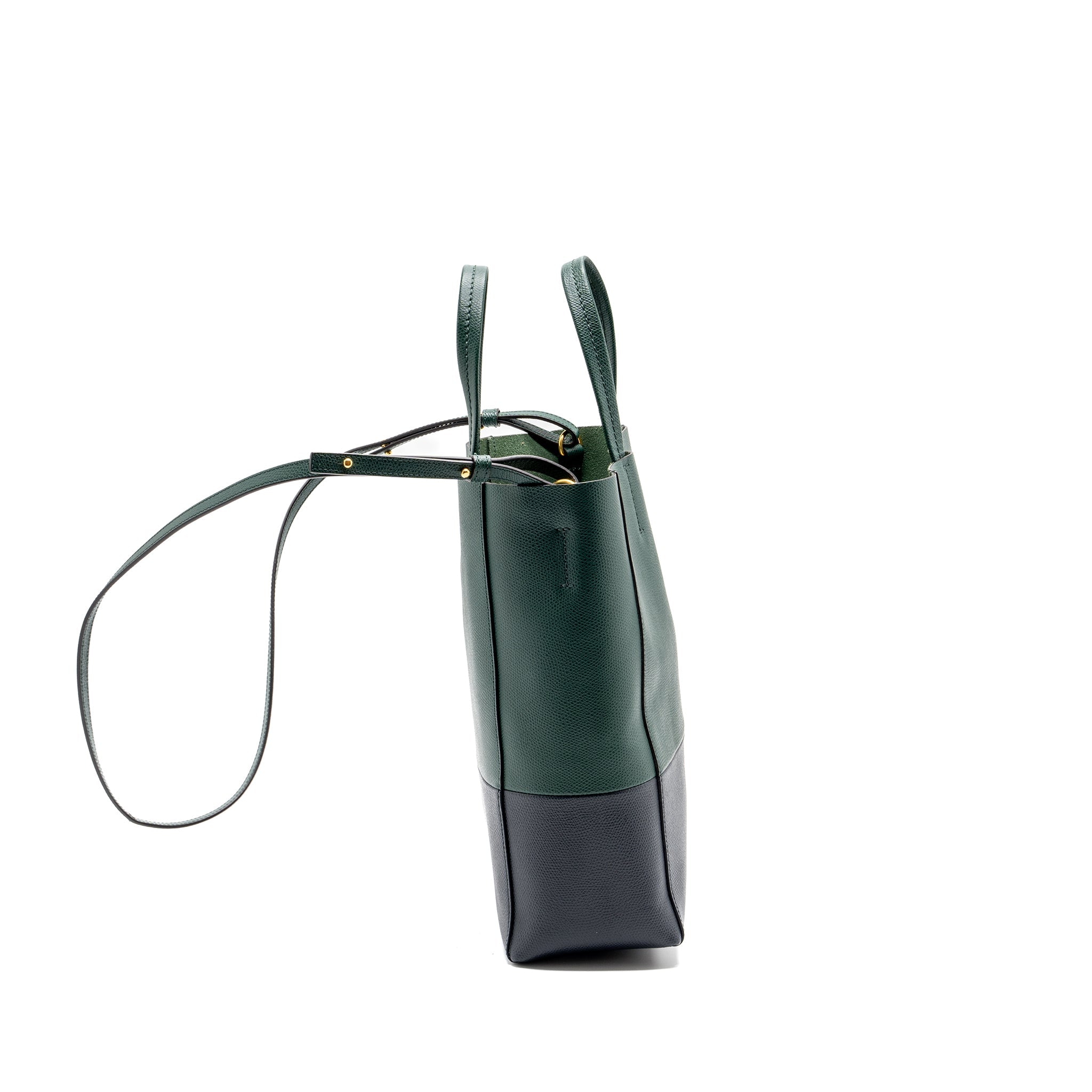 celine-vertical-cabas-calfskin-green-navy-ghw