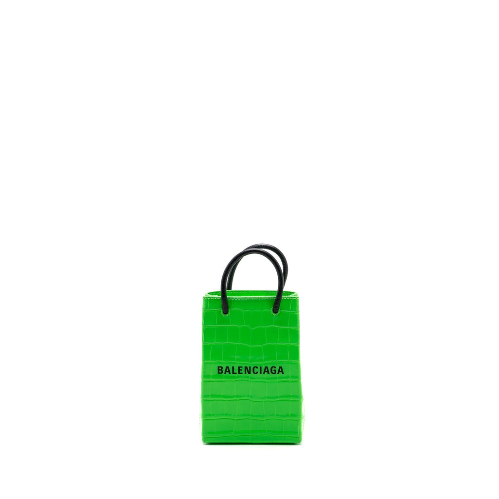 balenciaga-shopping-iphone-holder-crocodile-embossed-leather-green-black-shw