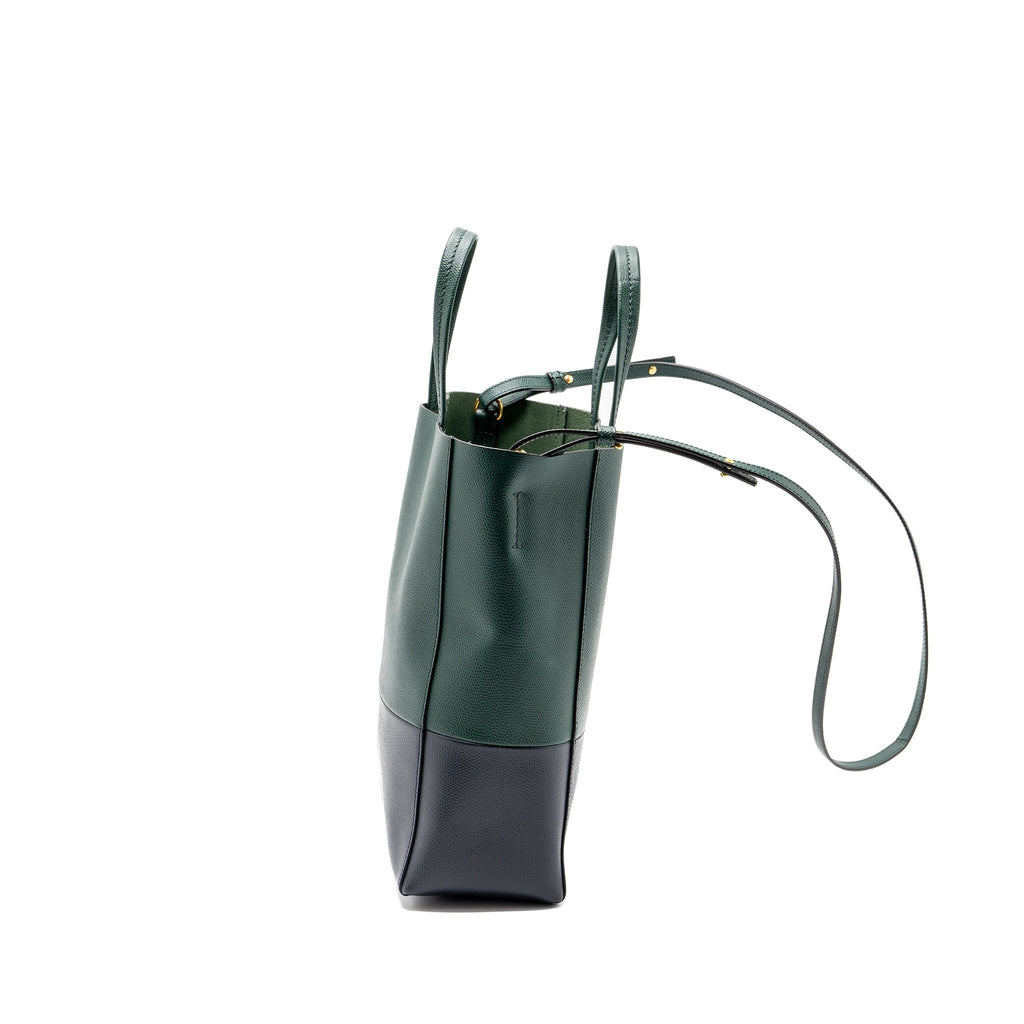 celine-vertical-cabas-calfskin-green-navy-ghw