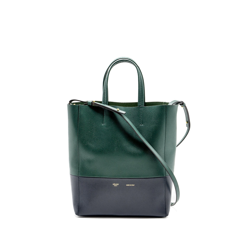 celine-vertical-cabas-calfskin-green-navy-ghw