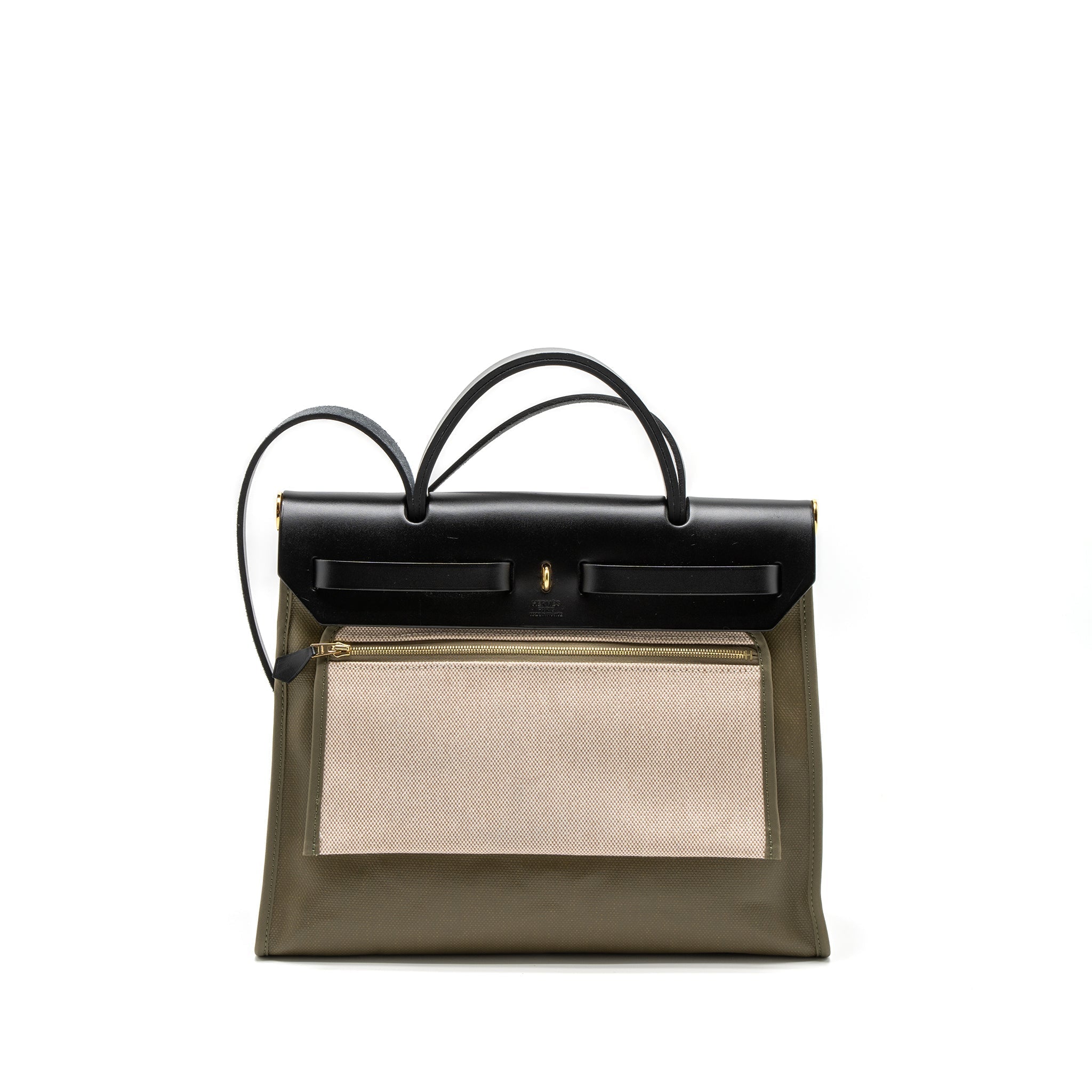 hermes-herbag-31-zip-bag-tolie-h-berline-canvas-vache-hunter-lichen-ecru-beige-black-ghw-stamp-z