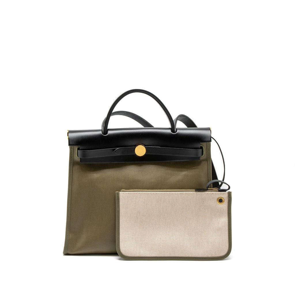 hermes-herbag-31-zip-bag-tolie-h-berline-canvas-vache-hunter-lichen-ecru-beige-black-ghw-stamp-z