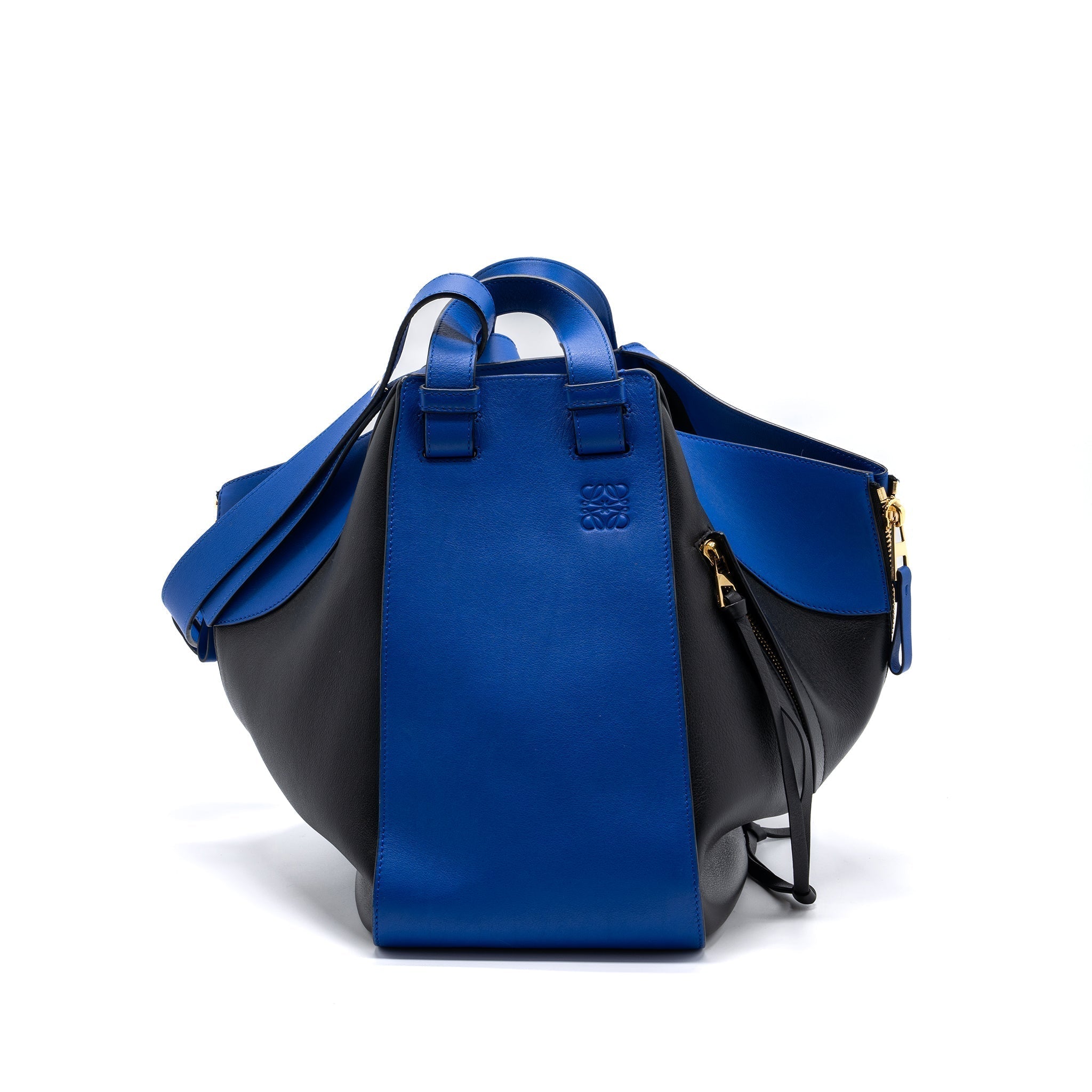 loewe-hammock-bag-calfskin-electric-blue-black-ghw