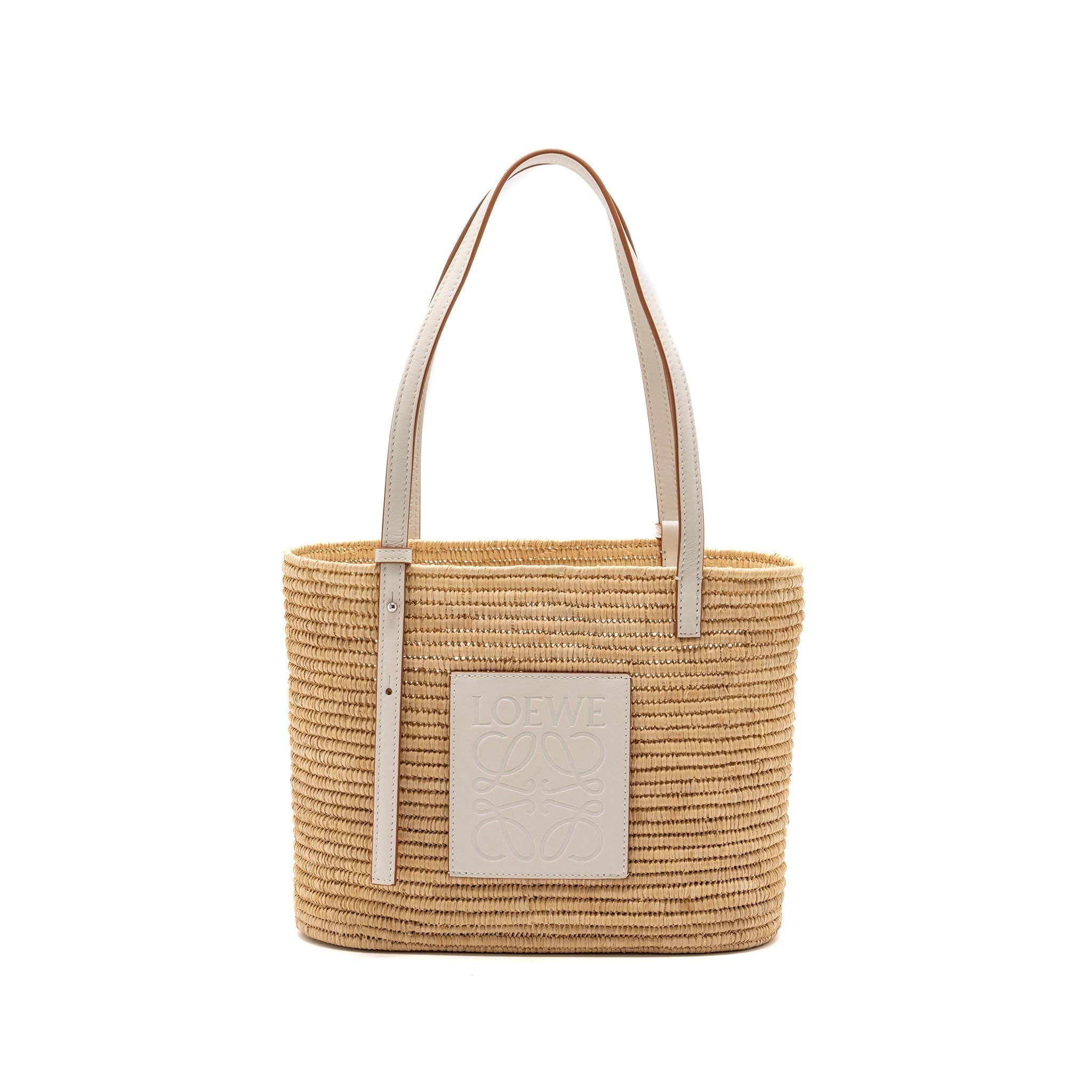 loewe-small-square-basket-bag-raffia-calfskin-white