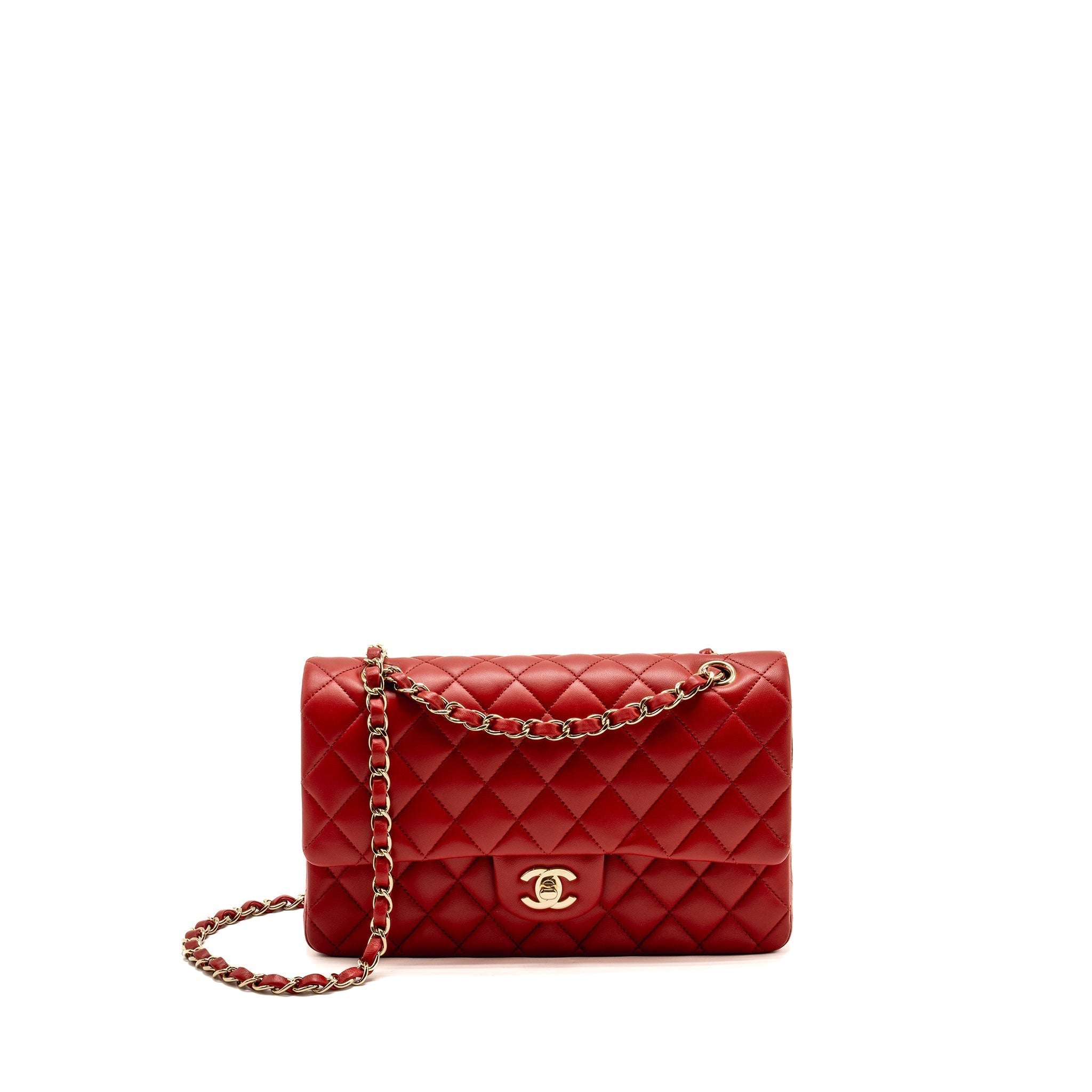 chanel-medium-classic-double-flap-bag-lambskin-red-lghw