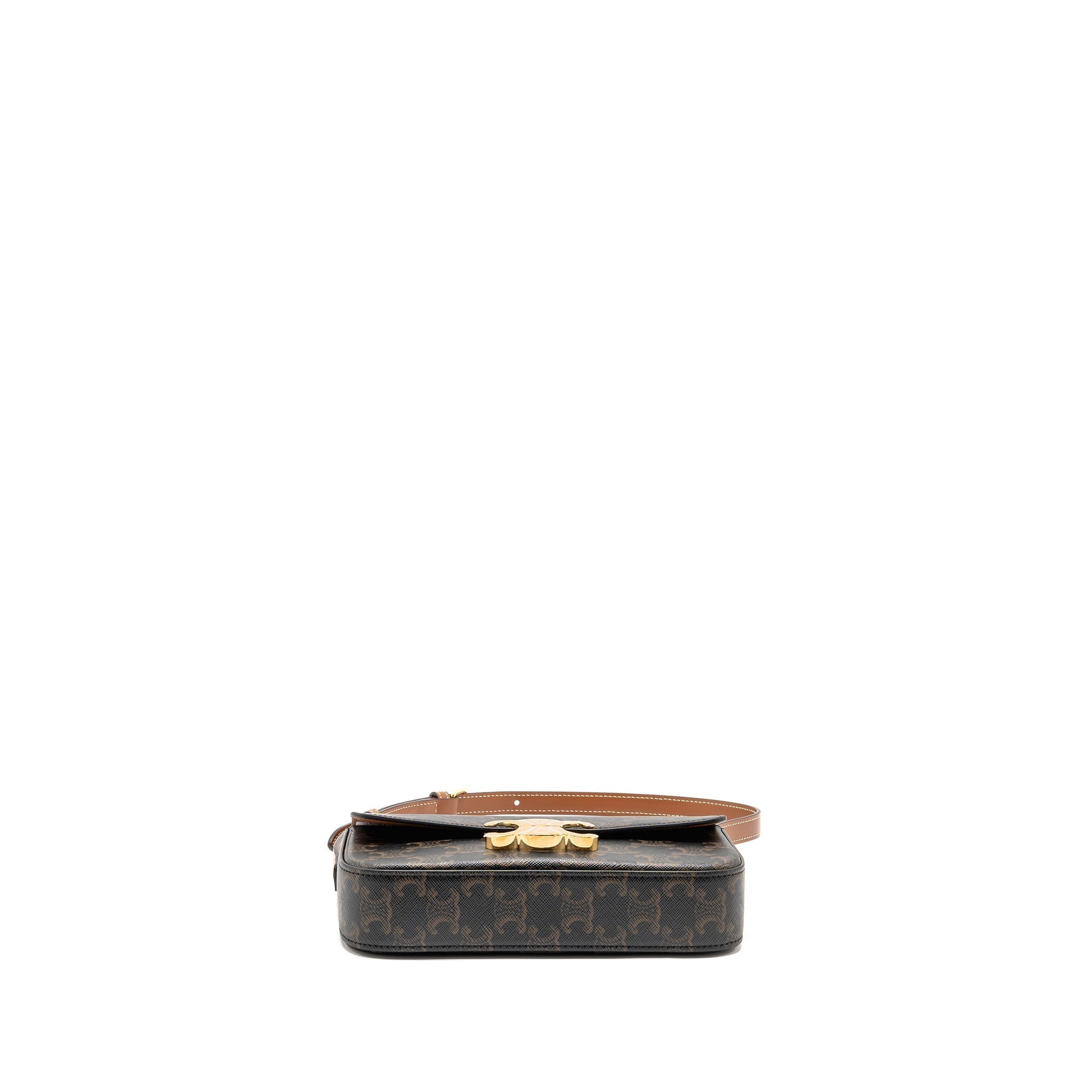 celine-triomphe-shoulder-bag-claude-canvas-tan-ghw