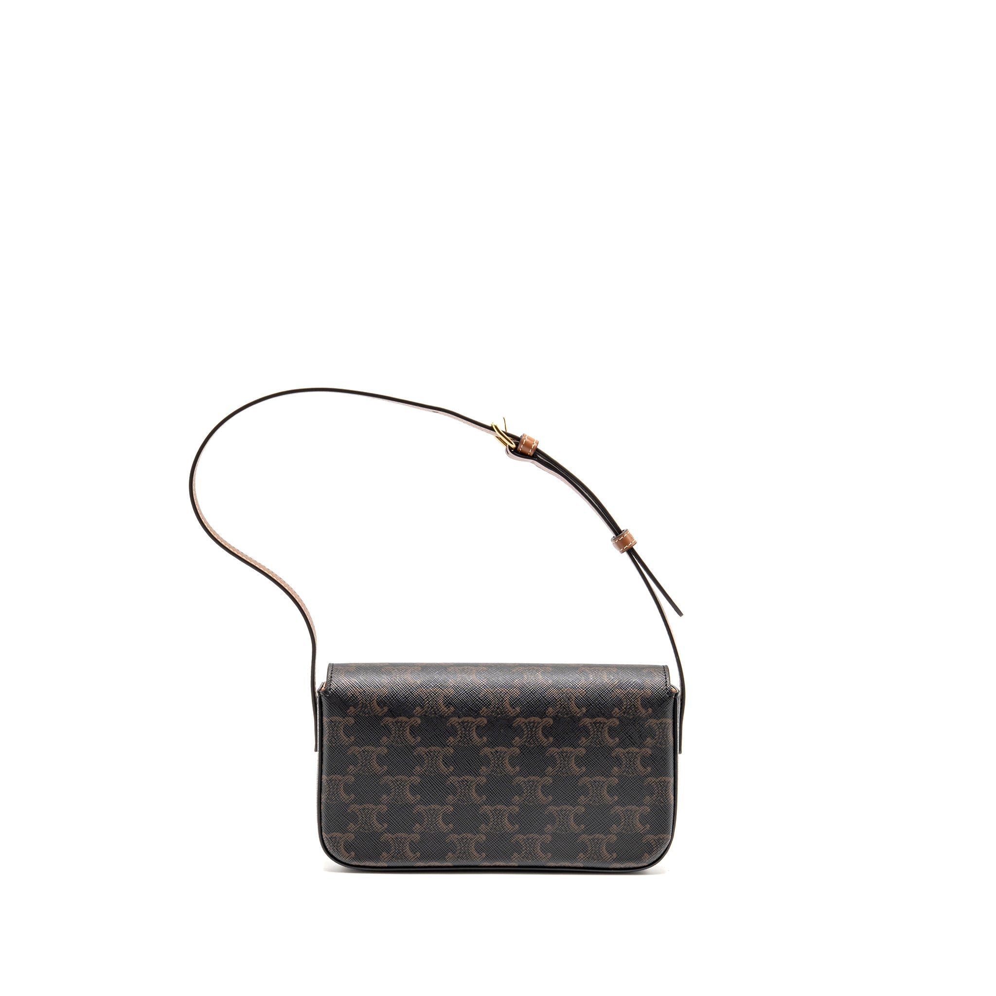 celine-triomphe-shoulder-bag-claude-canvas-tan-ghw