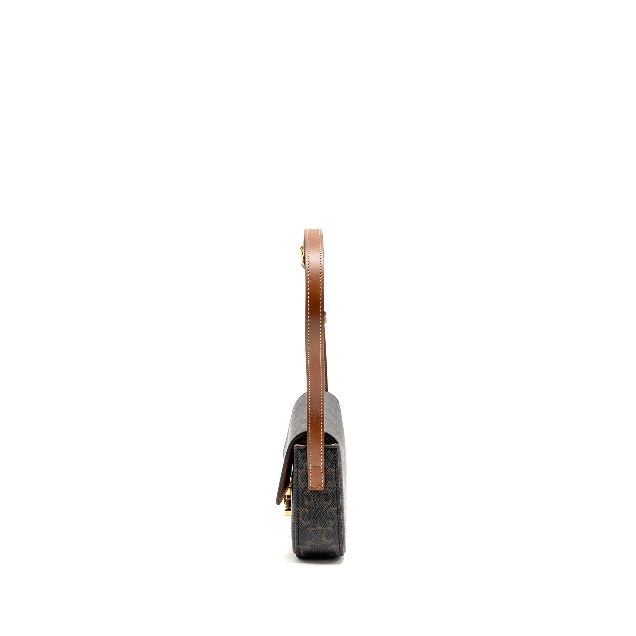 celine-triomphe-shoulder-bag-claude-canvas-tan-ghw